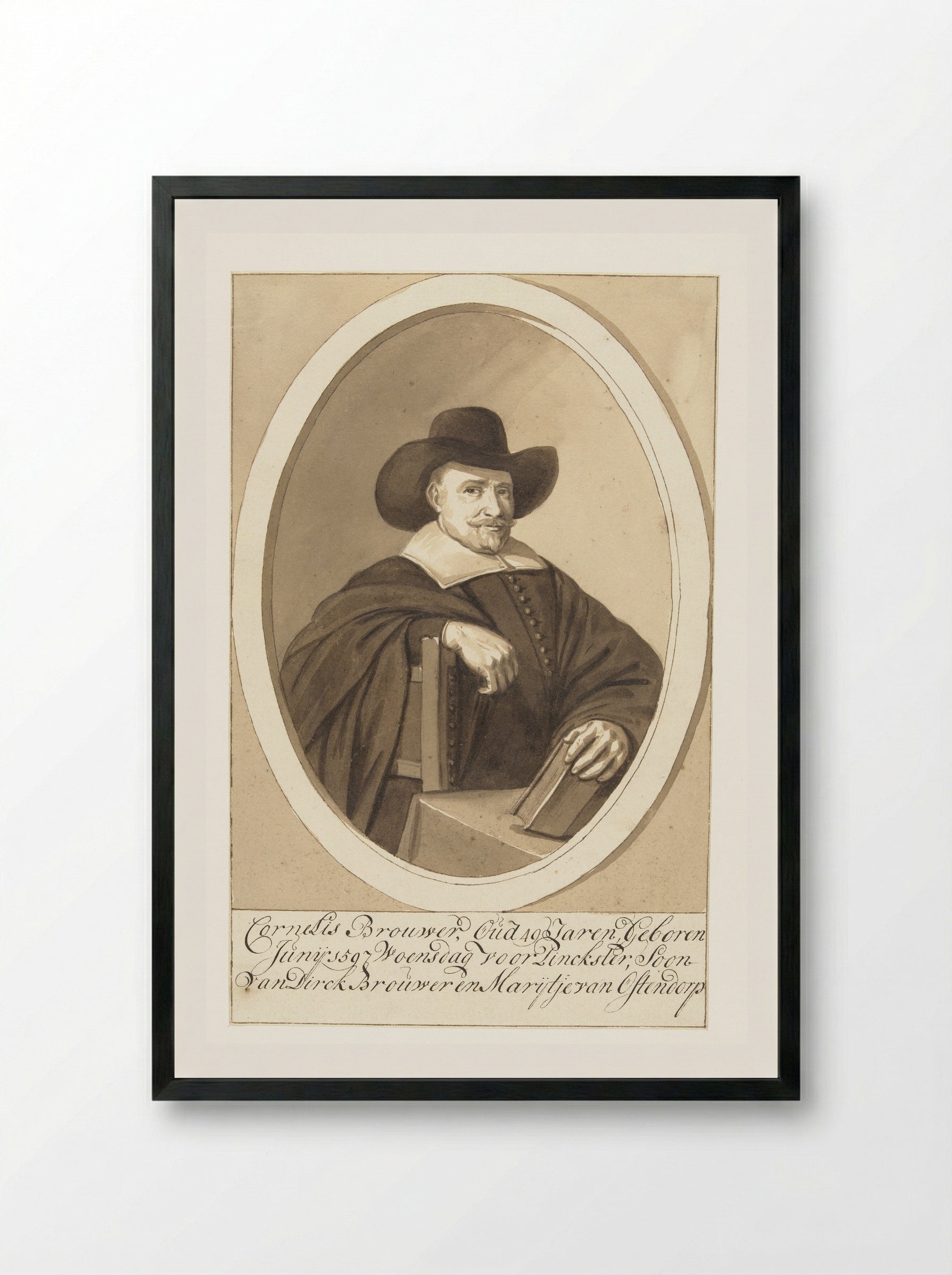 Portret van Diederik Johan, rijksgraaf van Hogendorp van Hofwegen - Cornelis Brouwer - Framed Print Black