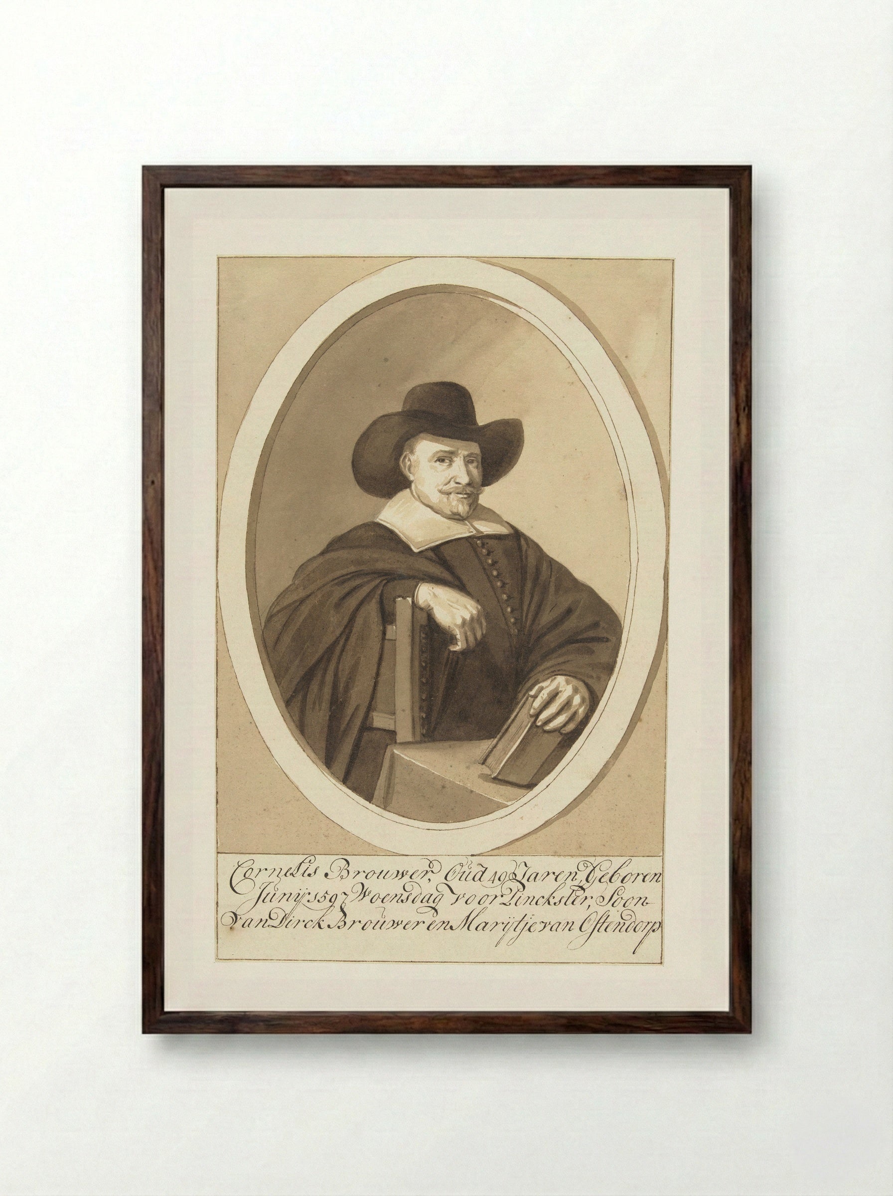 Portret van Diederik Johan, rijksgraaf van Hogendorp van Hofwegen - Cornelis Brouwer - Framed Print Dark Wood