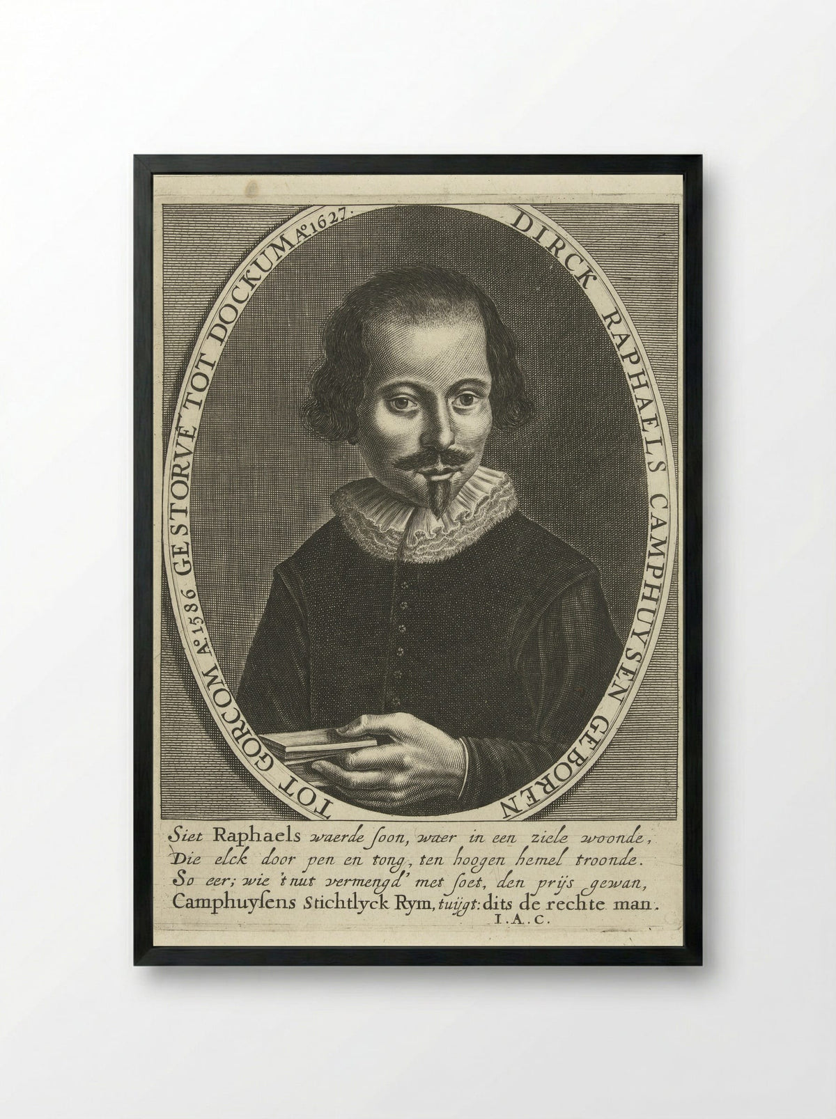 Portret van Dirck Rafaelsz. Camphuysen - Cornelis Koning - Framed Print Black