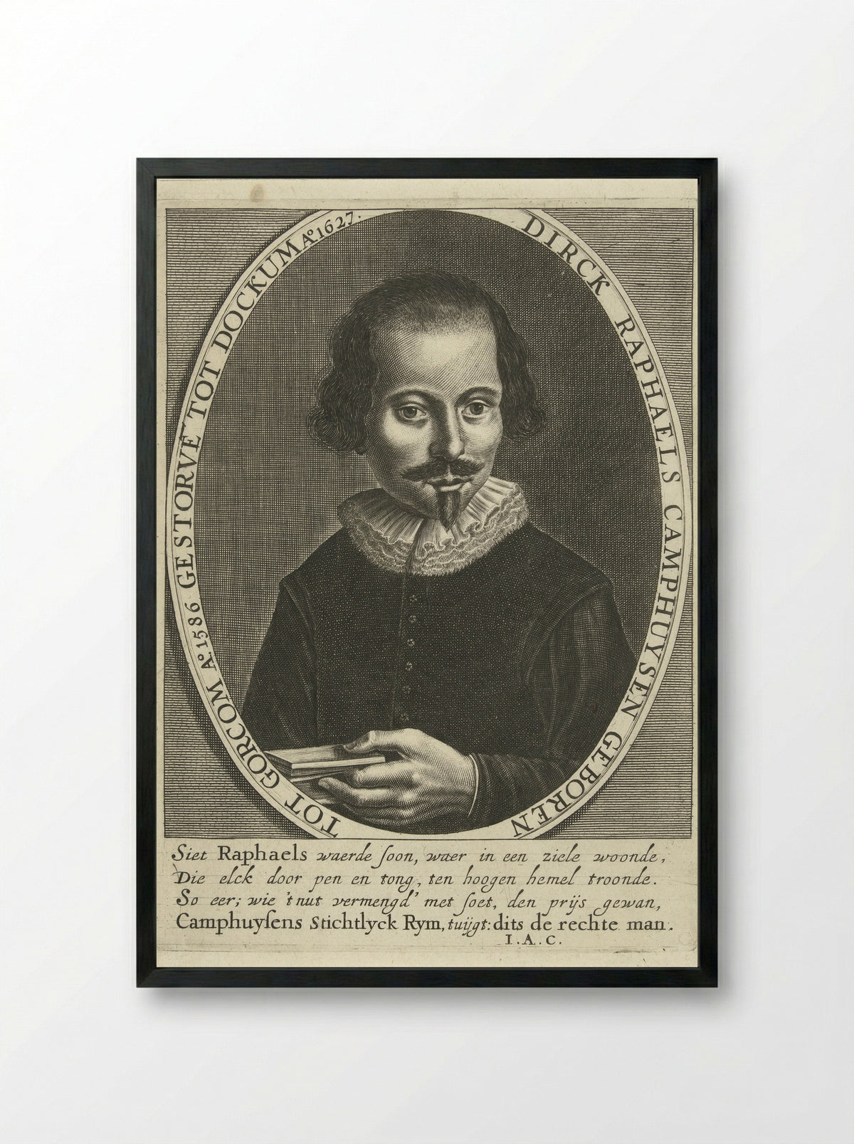 Portret van Dirck Rafaelsz. Camphuysen - Cornelis Koning - Framed Print Black