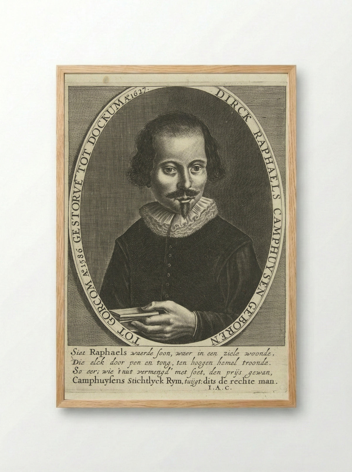 Portret van Dirck Rafaelsz. Camphuysen - Cornelis Koning - Framed Print Wood
