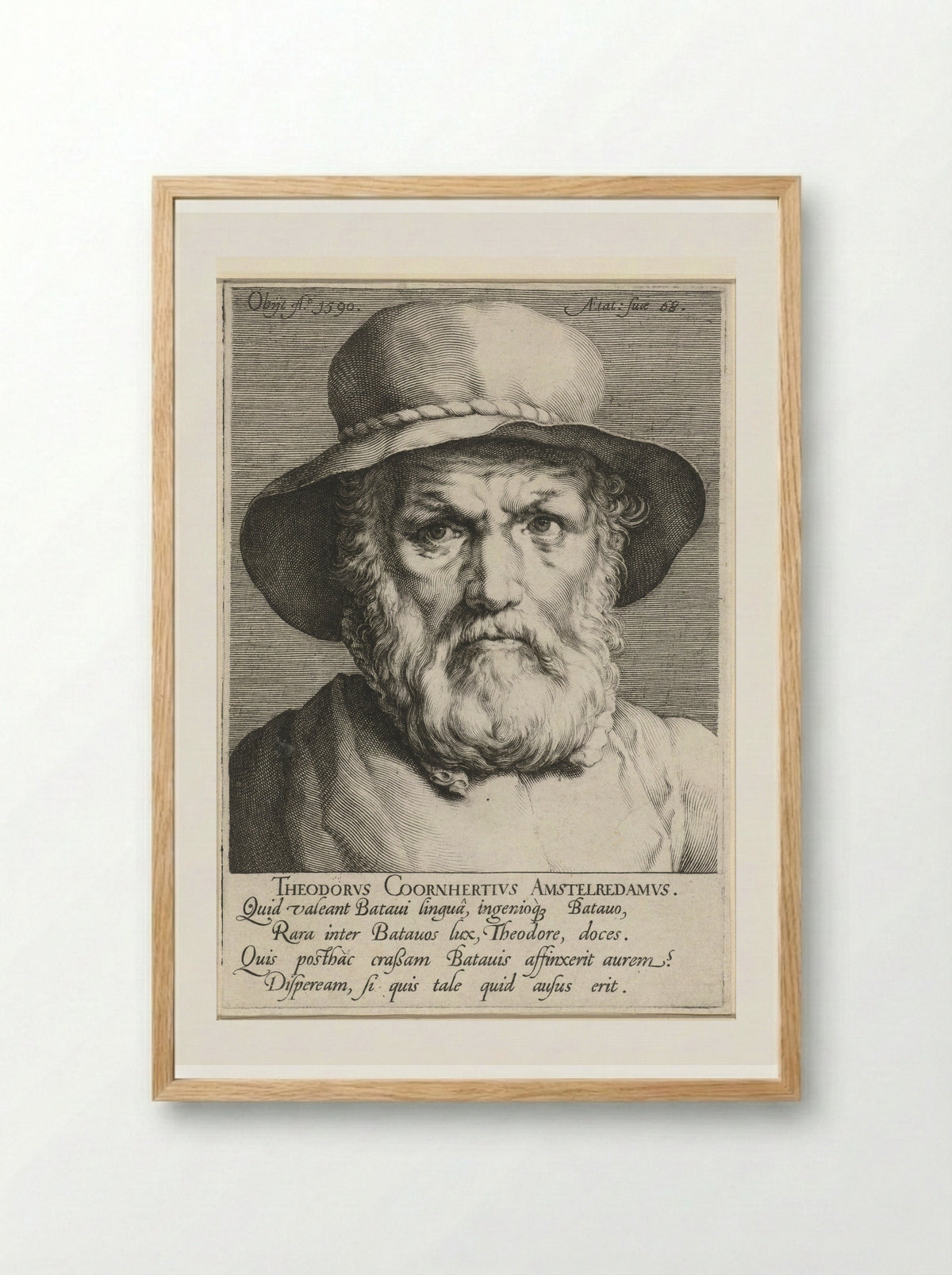 Portret van Dirck Volckertsz. Coornhert - Jan Harmensz. Muller - Framed Print Wood