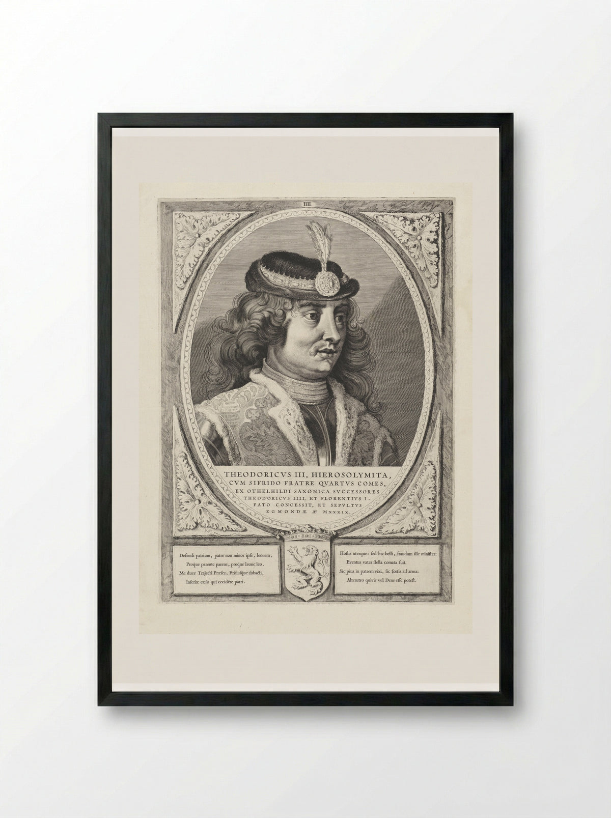Portret van Dirk III, graaf van Holland - Cornelis Visscher (II) - Framed Print Black
