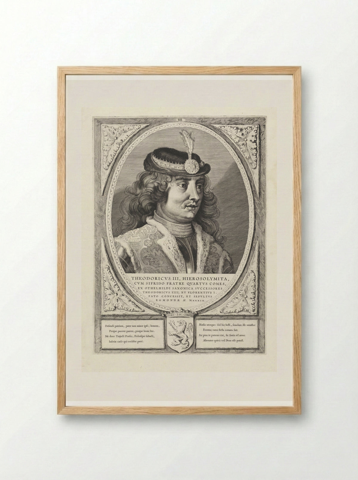 Portret van Dirk III, graaf van Holland - Cornelis Visscher (II) - Framed Print Wood