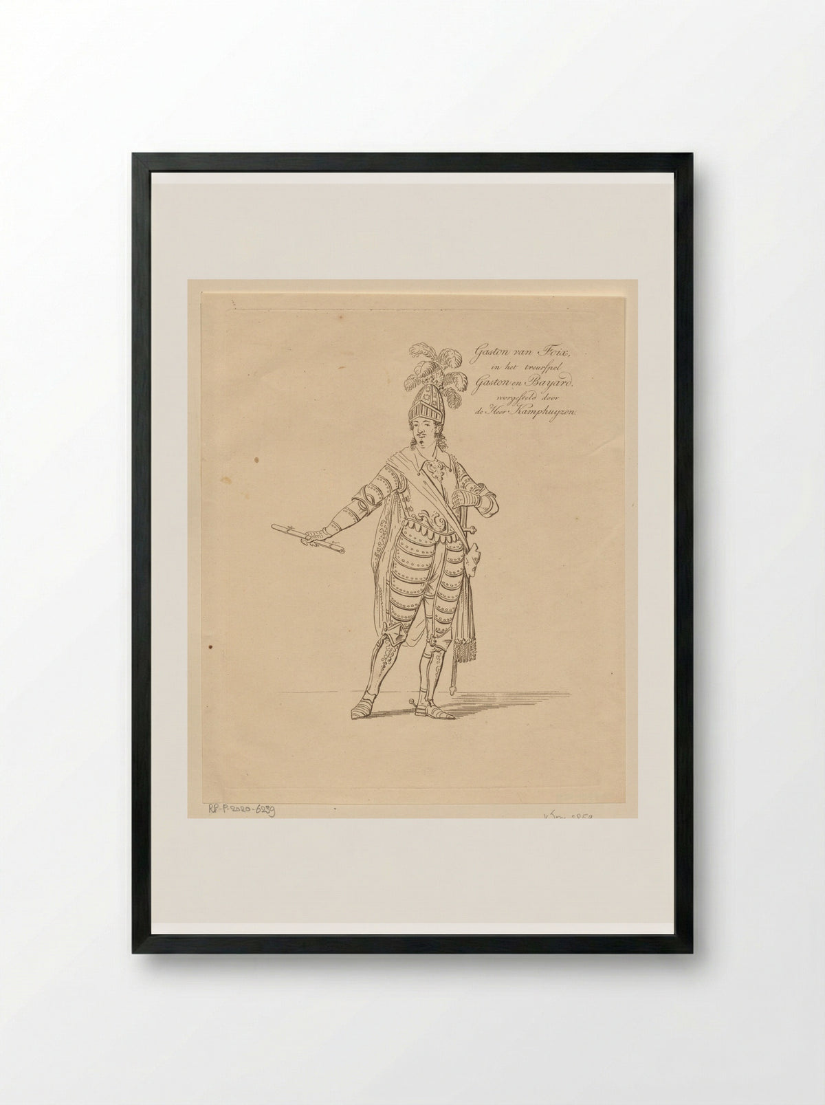 Portret van Dirk Kamphuijzen als Gaston de Foix - Johannes Jelgerhuis - Framed Print Black