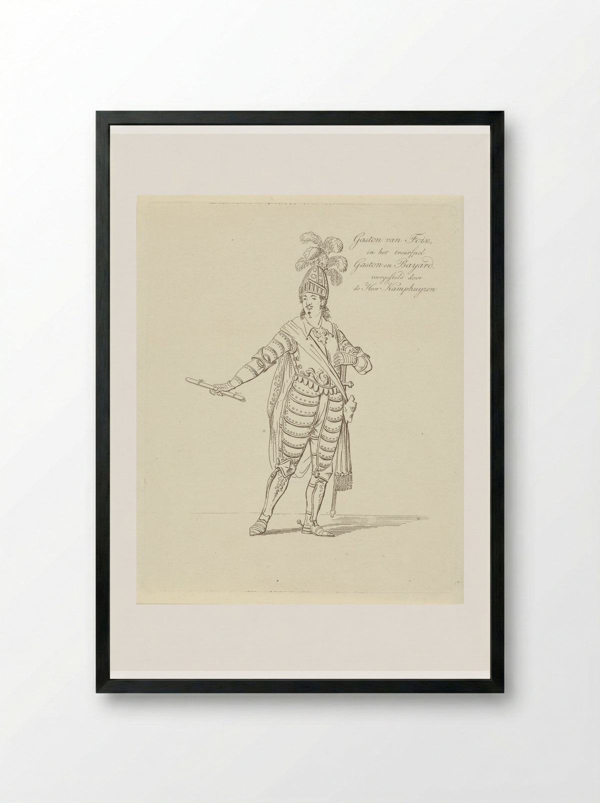 Portret van Dirk Kamphuijzen als Gaston van Foix - Johannes Jelgerhuis - Framed Print Black
