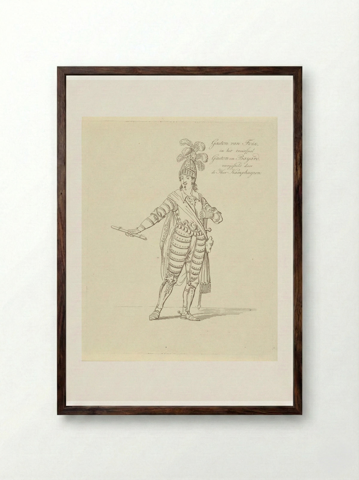 Portret van Dirk Kamphuijzen als Gaston van Foix - Johannes Jelgerhuis - Framed Print Dark Wood