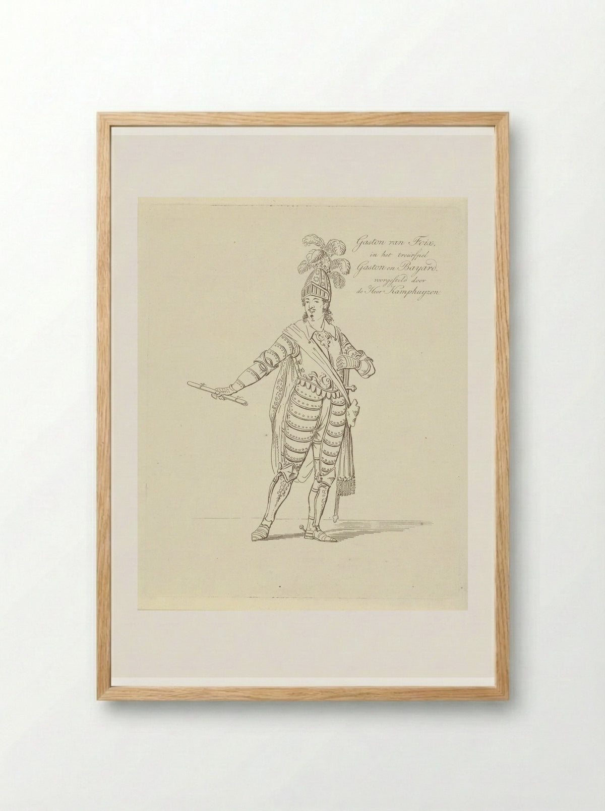 Portret van Dirk Kamphuijzen als Gaston van Foix - Johannes Jelgerhuis - Framed Print Wood