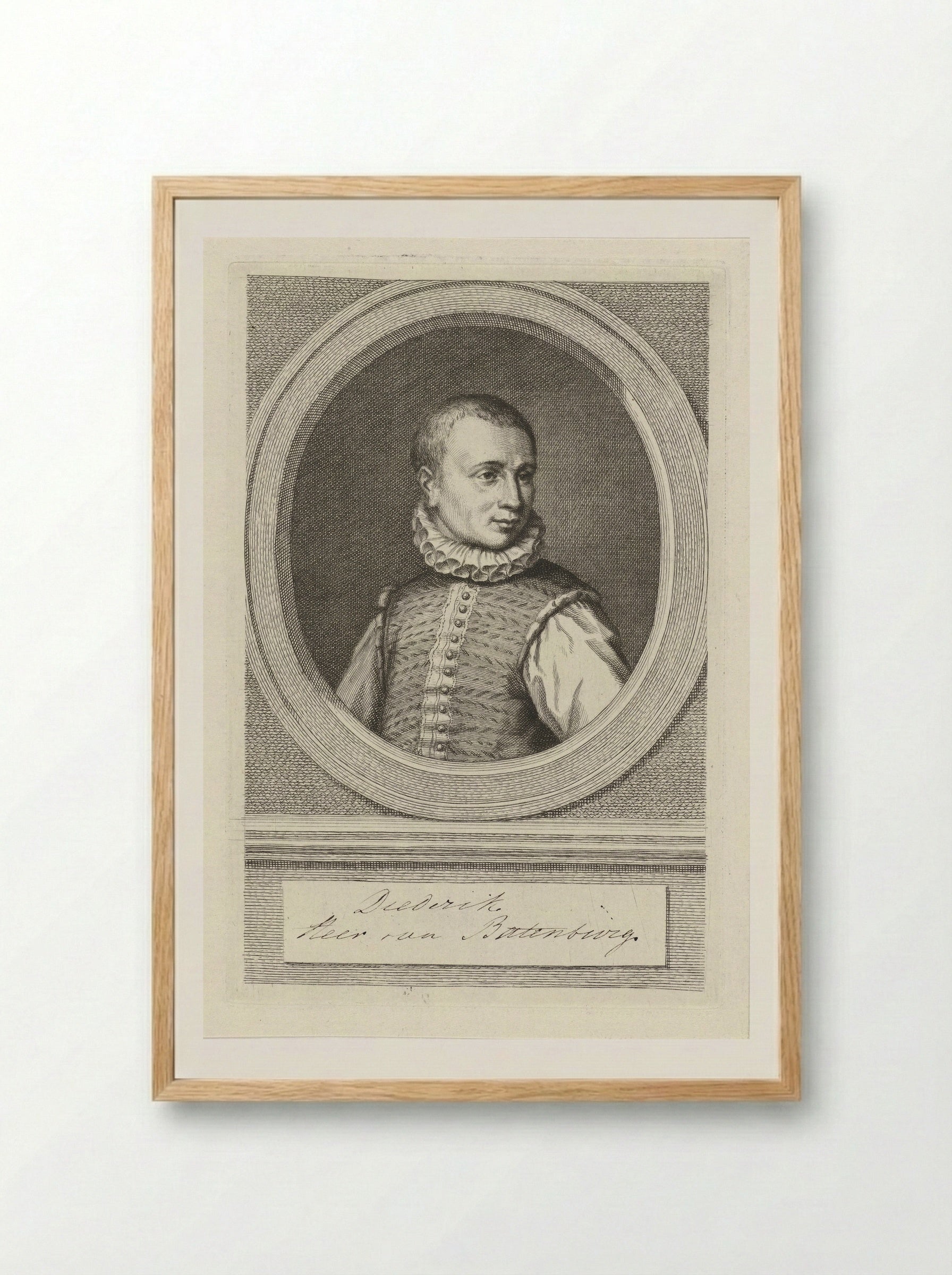 Portret van Dirk van Bronckhorst en Batenburg - Jacob Houbraken - Framed Print Wood