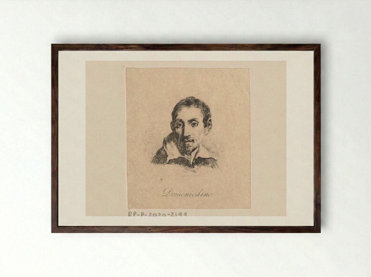 Portret van Domenichino - Francesco Novelli - Framed Print Dark Wood