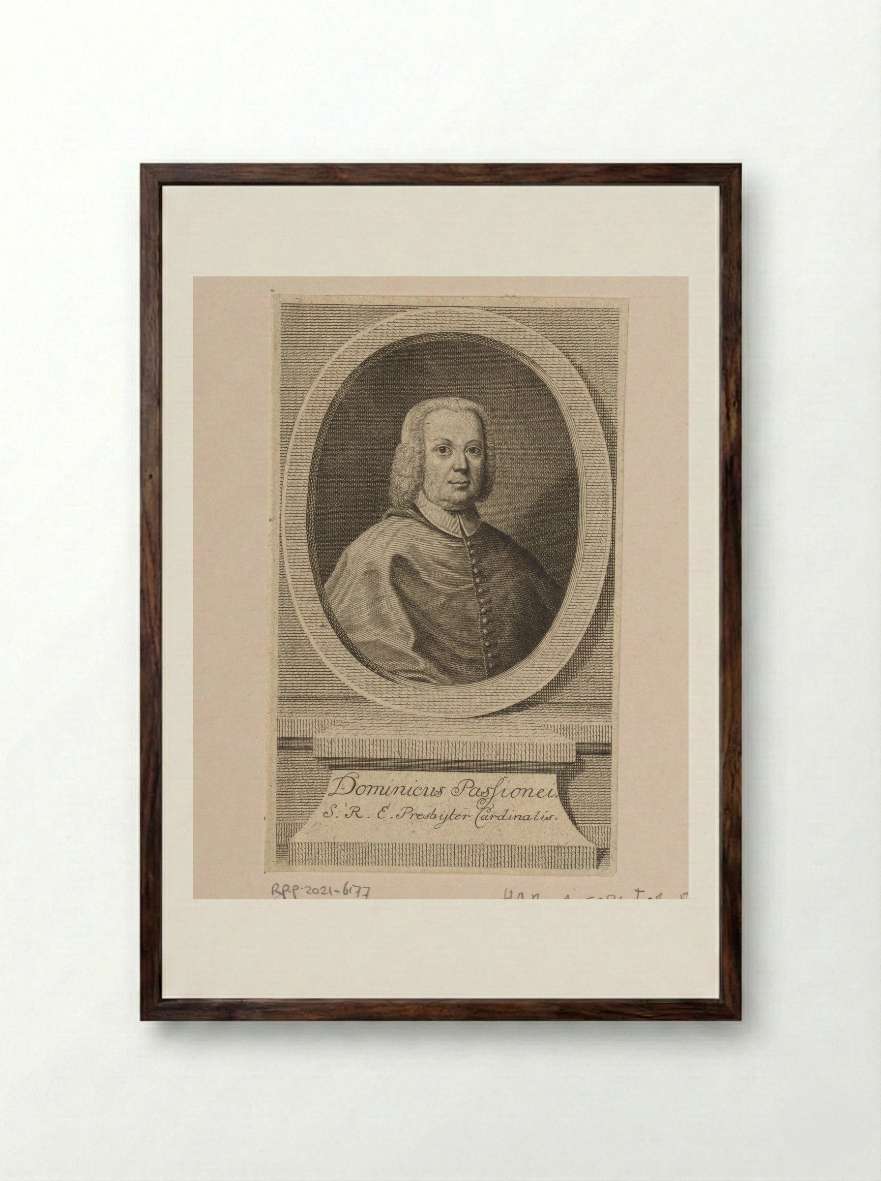 Portret van Domenico Passionei - Christian Fritzsch - Framed Print Dark Wood