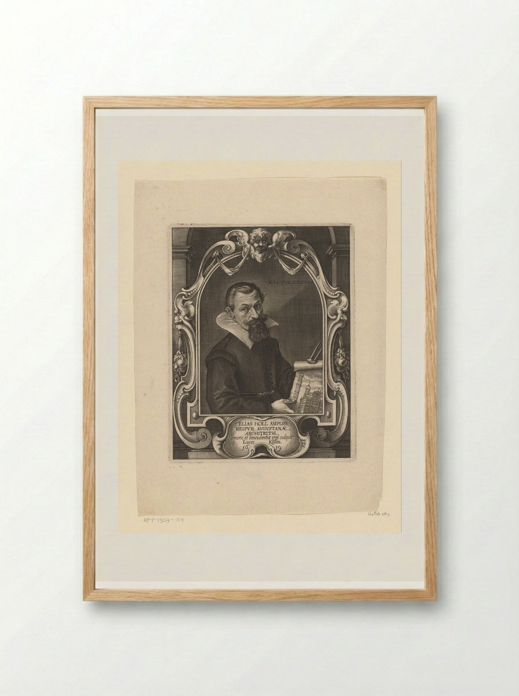 Portret van Elias Holl op 47-jarige leeftijd - Lucas Kilian - Framed Print Wood