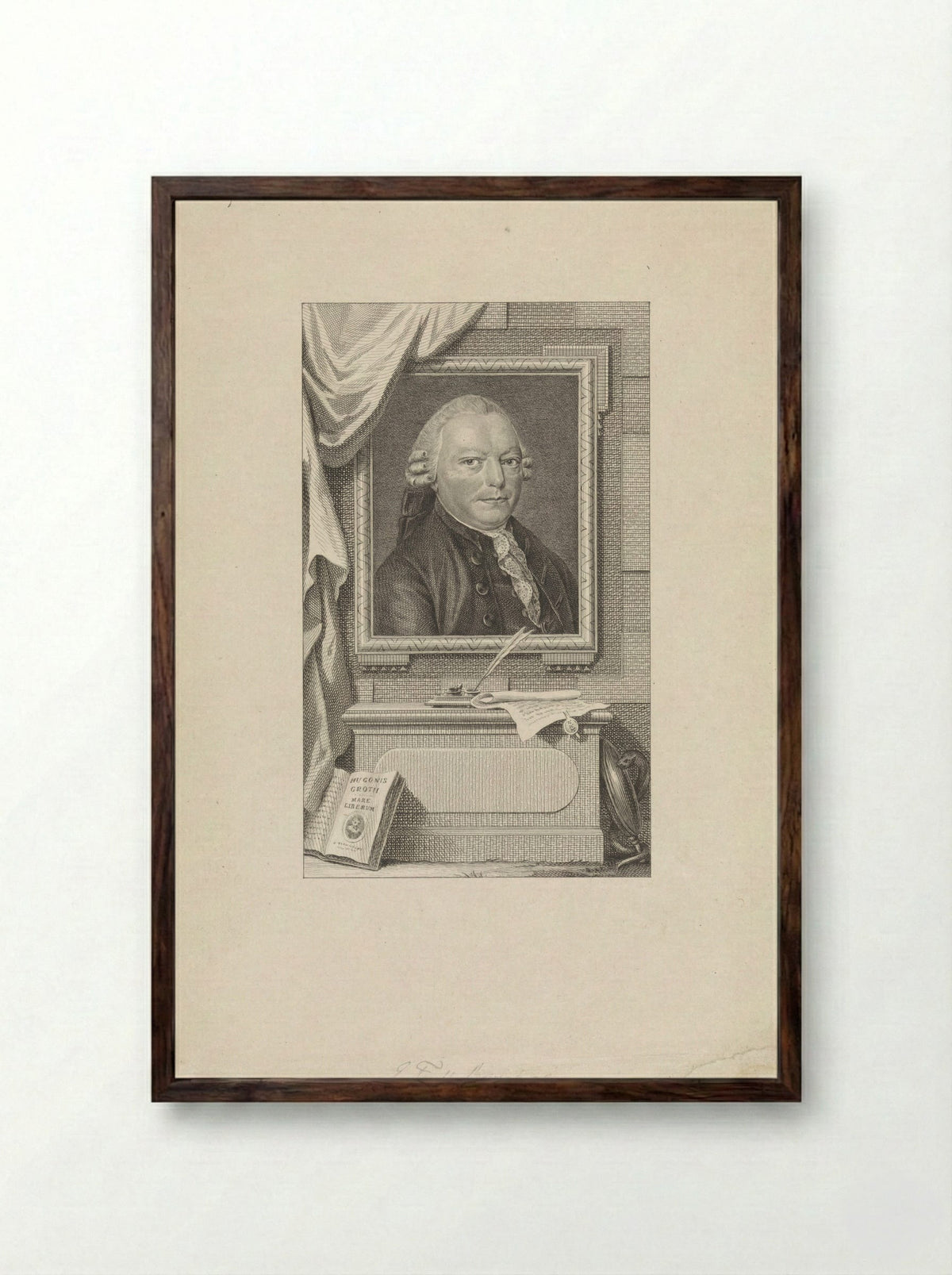 Portret van Engelbert François van Berckel - Reinier Vinkeles - Framed Print Dark Wood