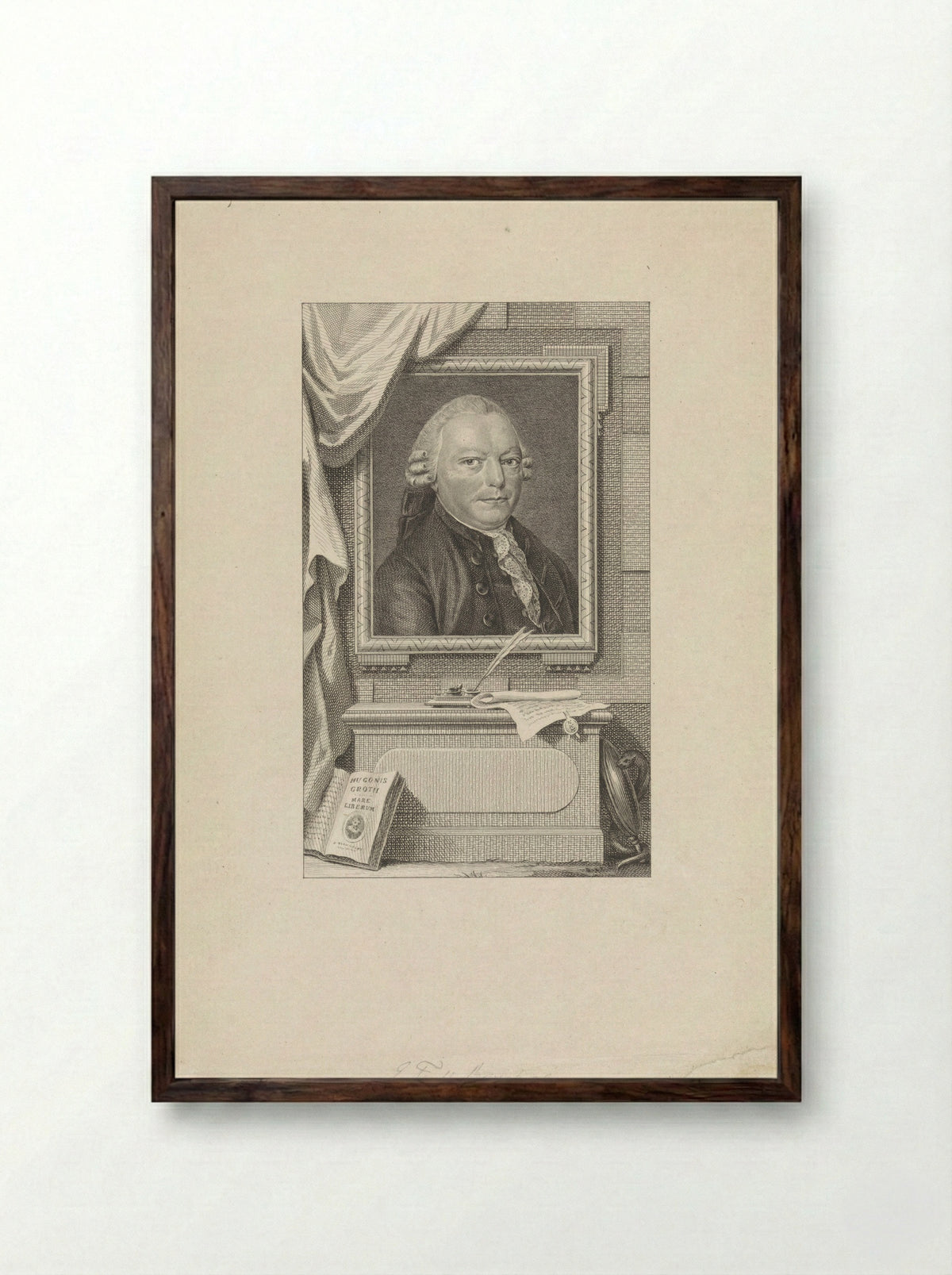 Portret van Engelbert François van Berckel - Reinier Vinkeles - Framed Print Dark Wood