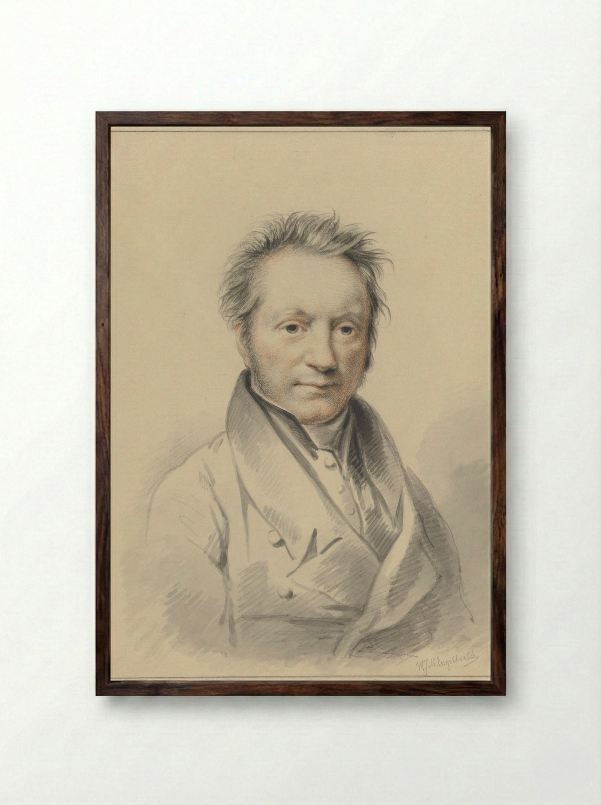 Portret van Engelbert Michael Engelberts - Willem Jodocus Mattheus Engelberts - Framed Print Dark Wood