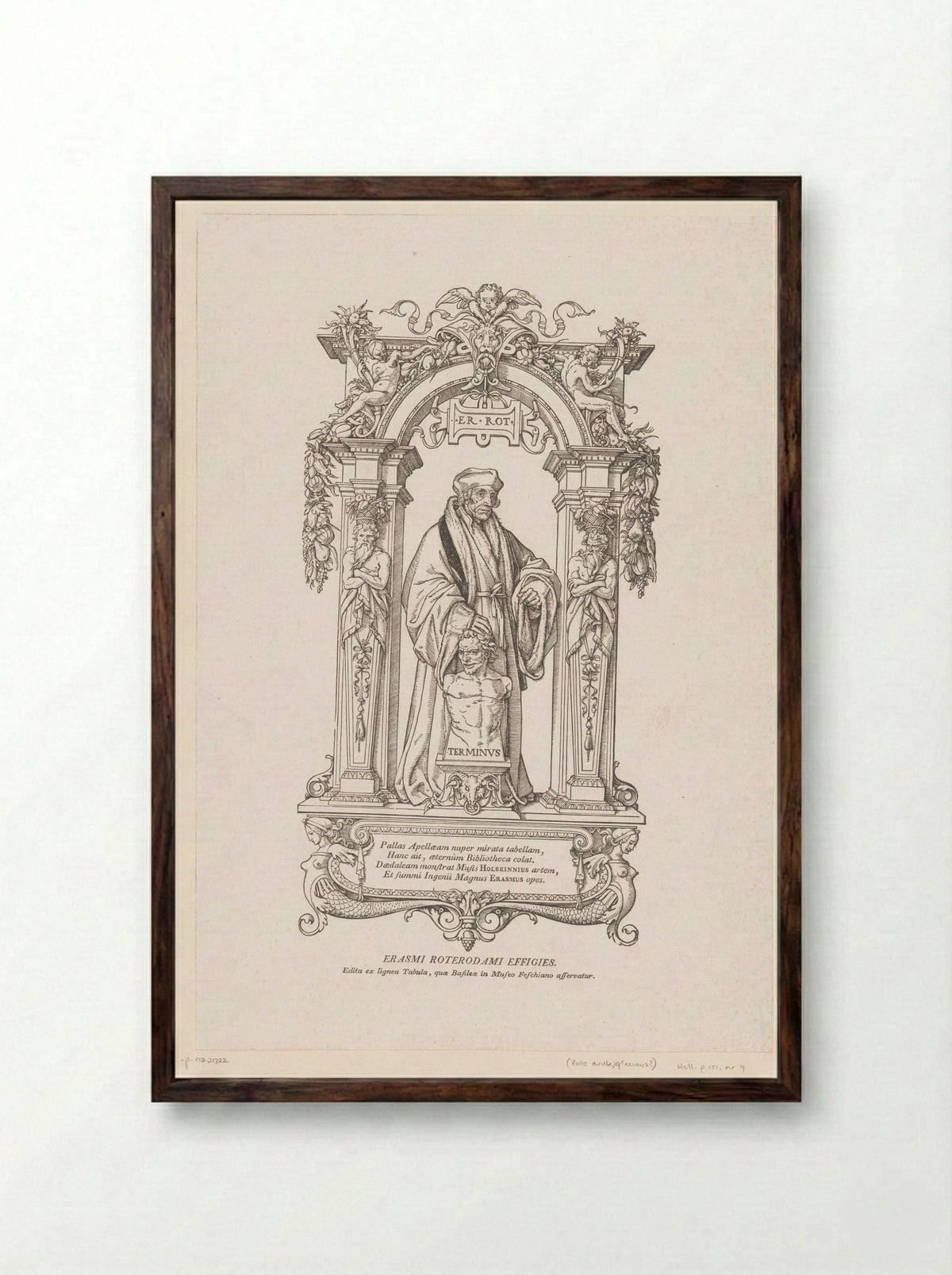 Portret van Erasmus - Veit Rudolf Specklin - Framed Print Dark Wood