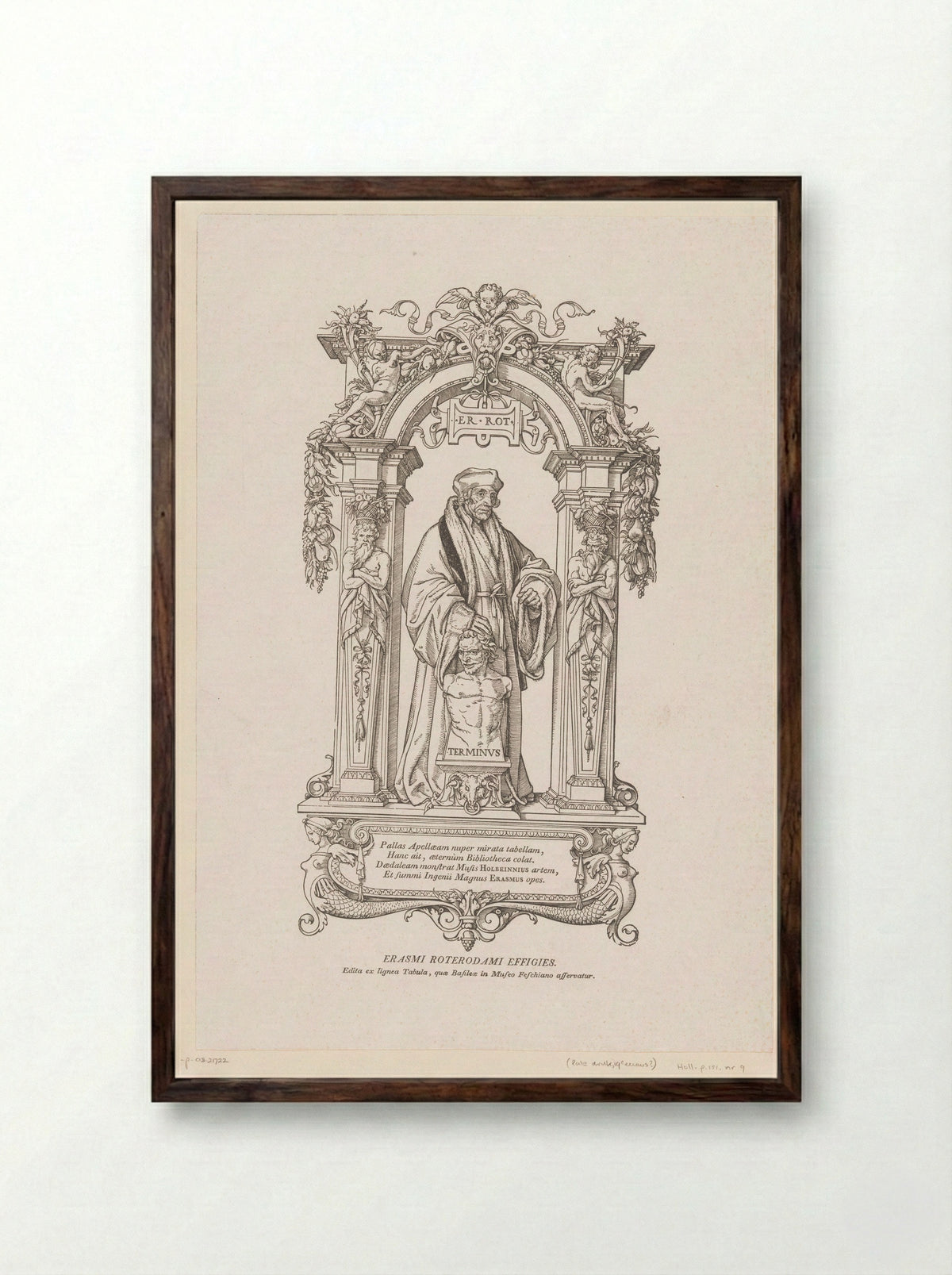 Portret van Erasmus - Veit Rudolf Specklin - Framed Print Dark Wood