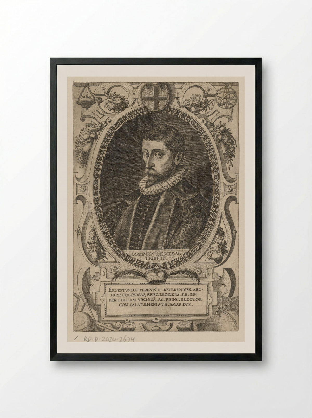 Portret van Ernst van Beieren - Dominicus Custos - Framed Print Black