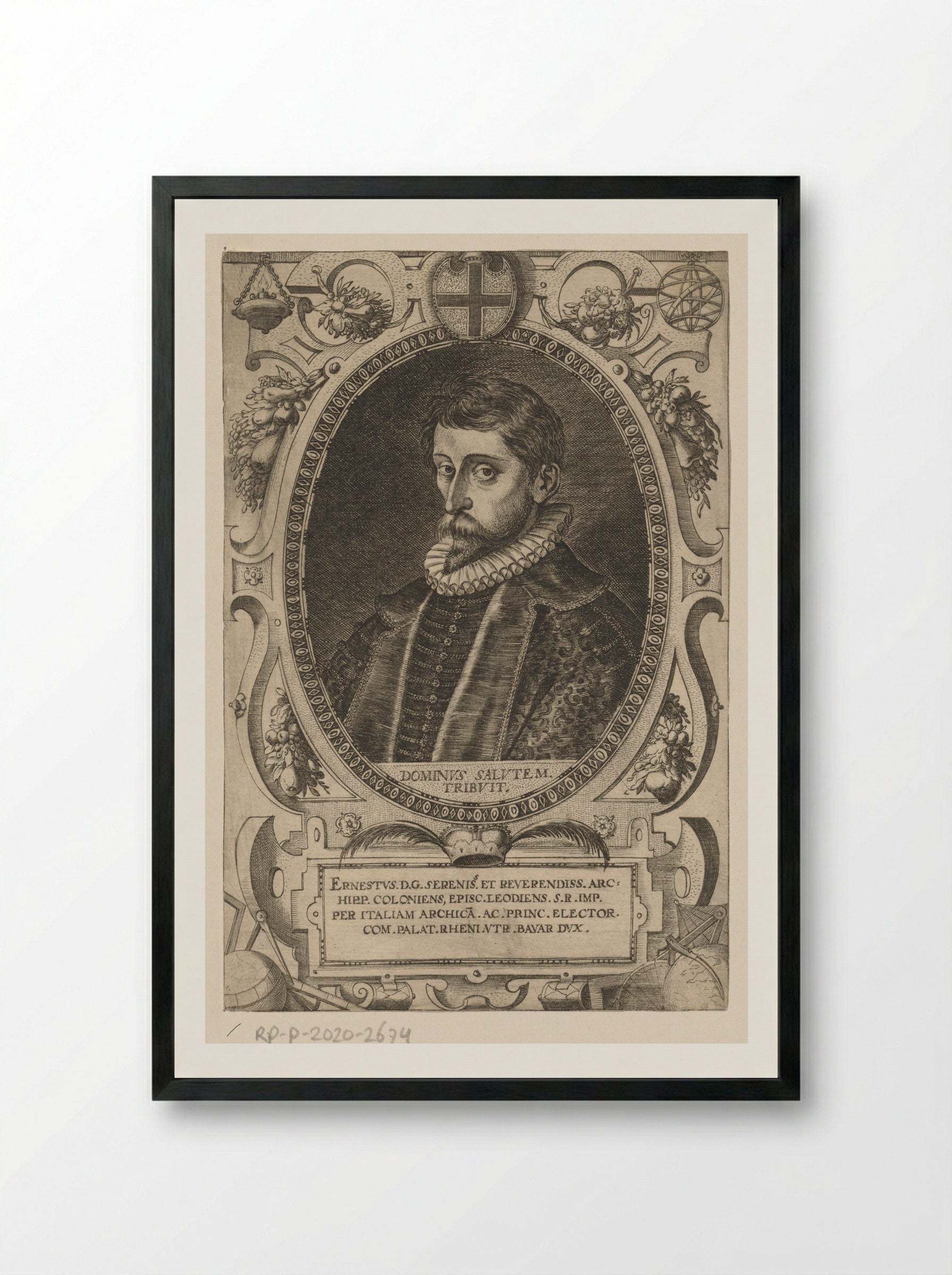Portret van Ernst van Beieren - Dominicus Custos - Framed Print Black