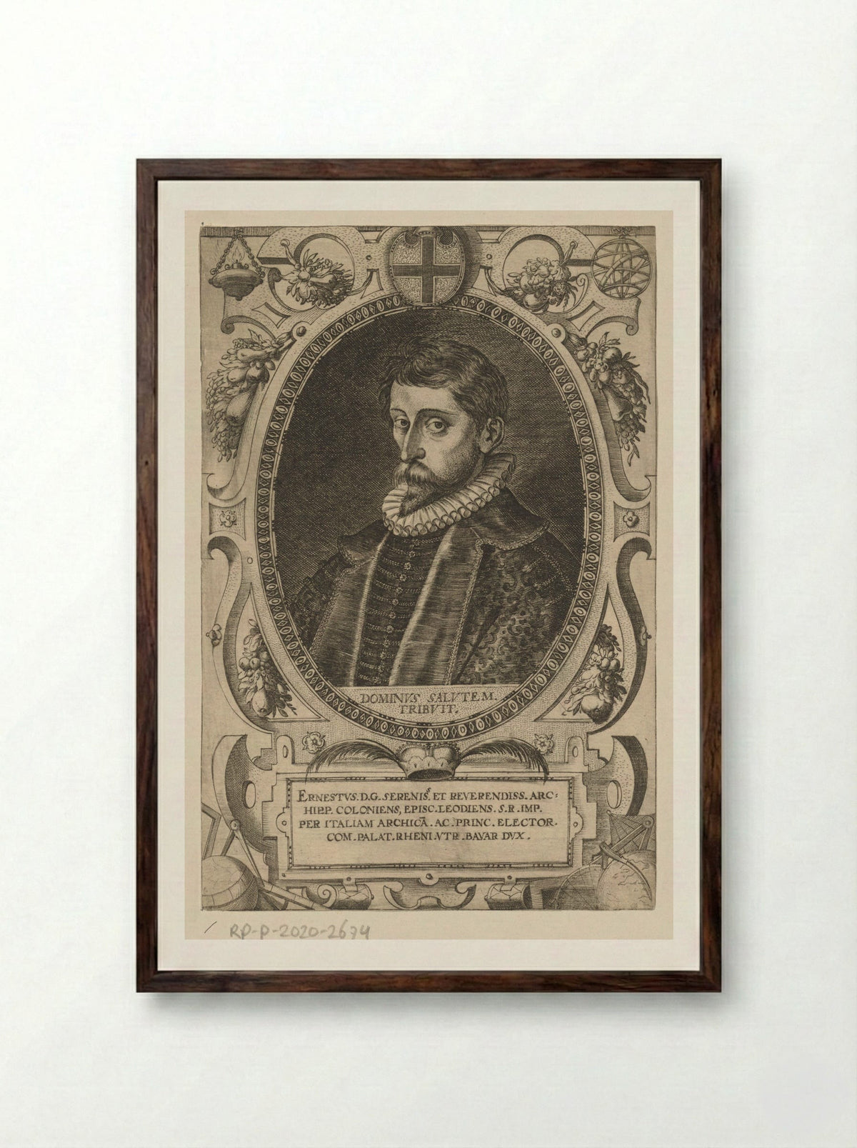 Portret van Ernst van Beieren - Dominicus Custos - Framed Print Dark Wood
