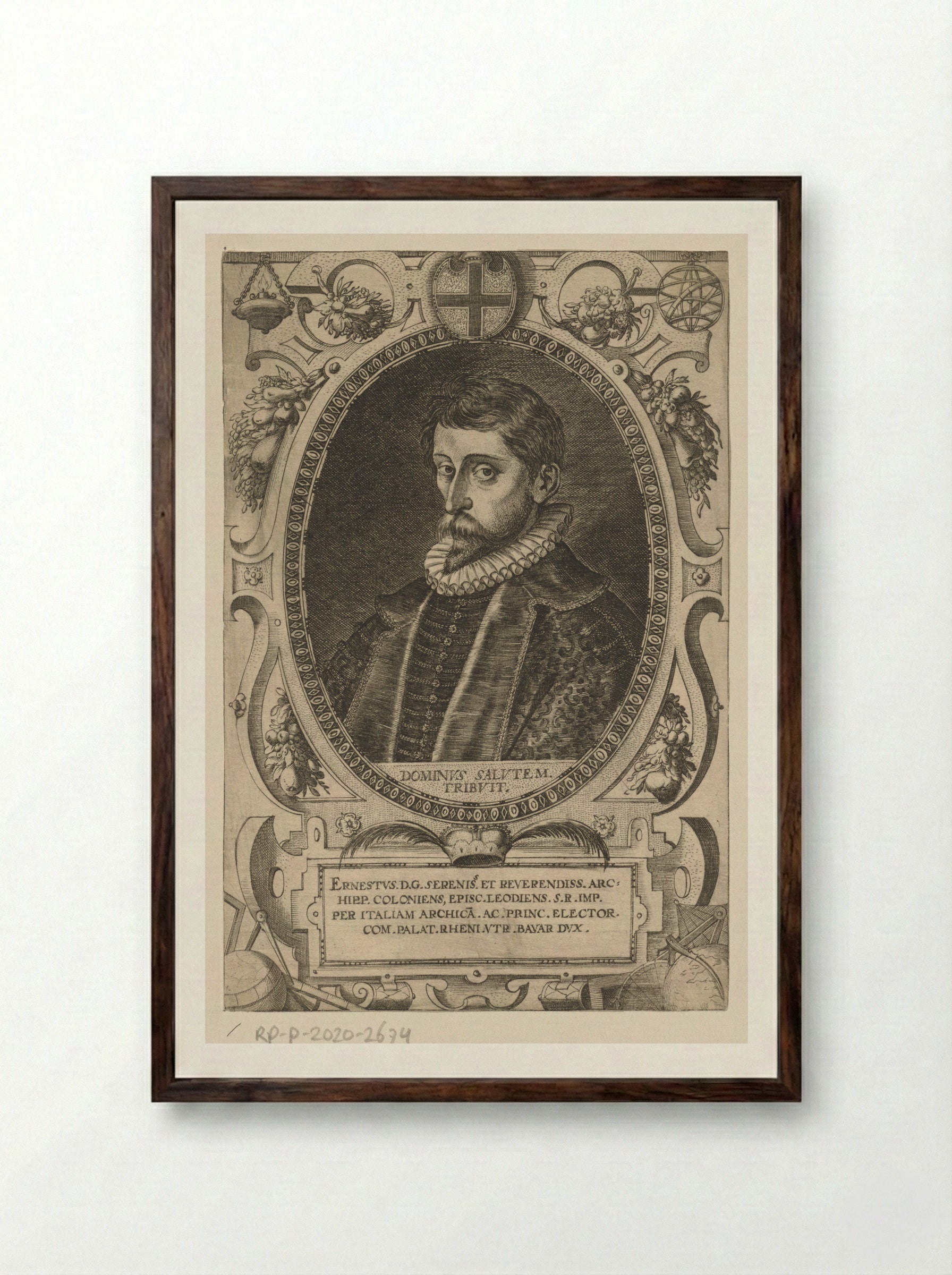 Portret van Ernst van Beieren - Dominicus Custos - Framed Print Dark Wood