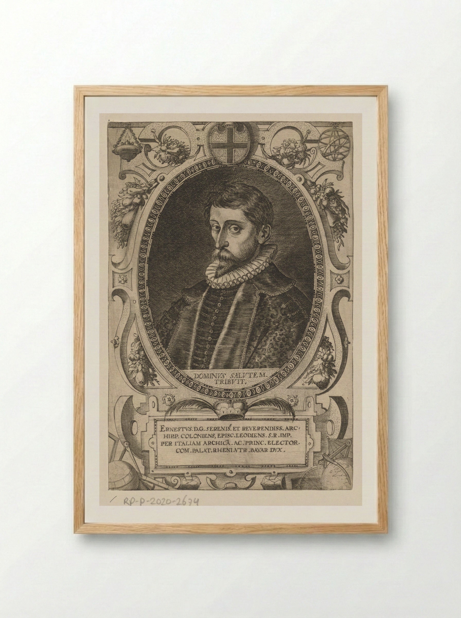 Portret van Ernst van Beieren - Dominicus Custos - Framed Print Wood