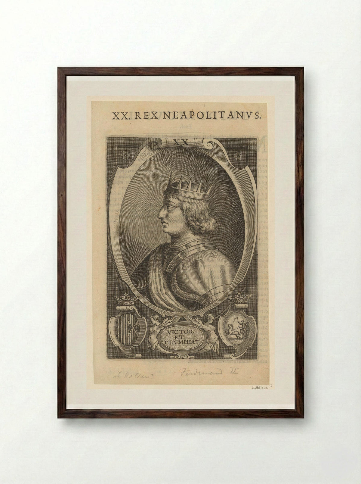 Portret van Ferdinand II, koning van Napels - Lucas Kilian - Framed Print Dark Wood