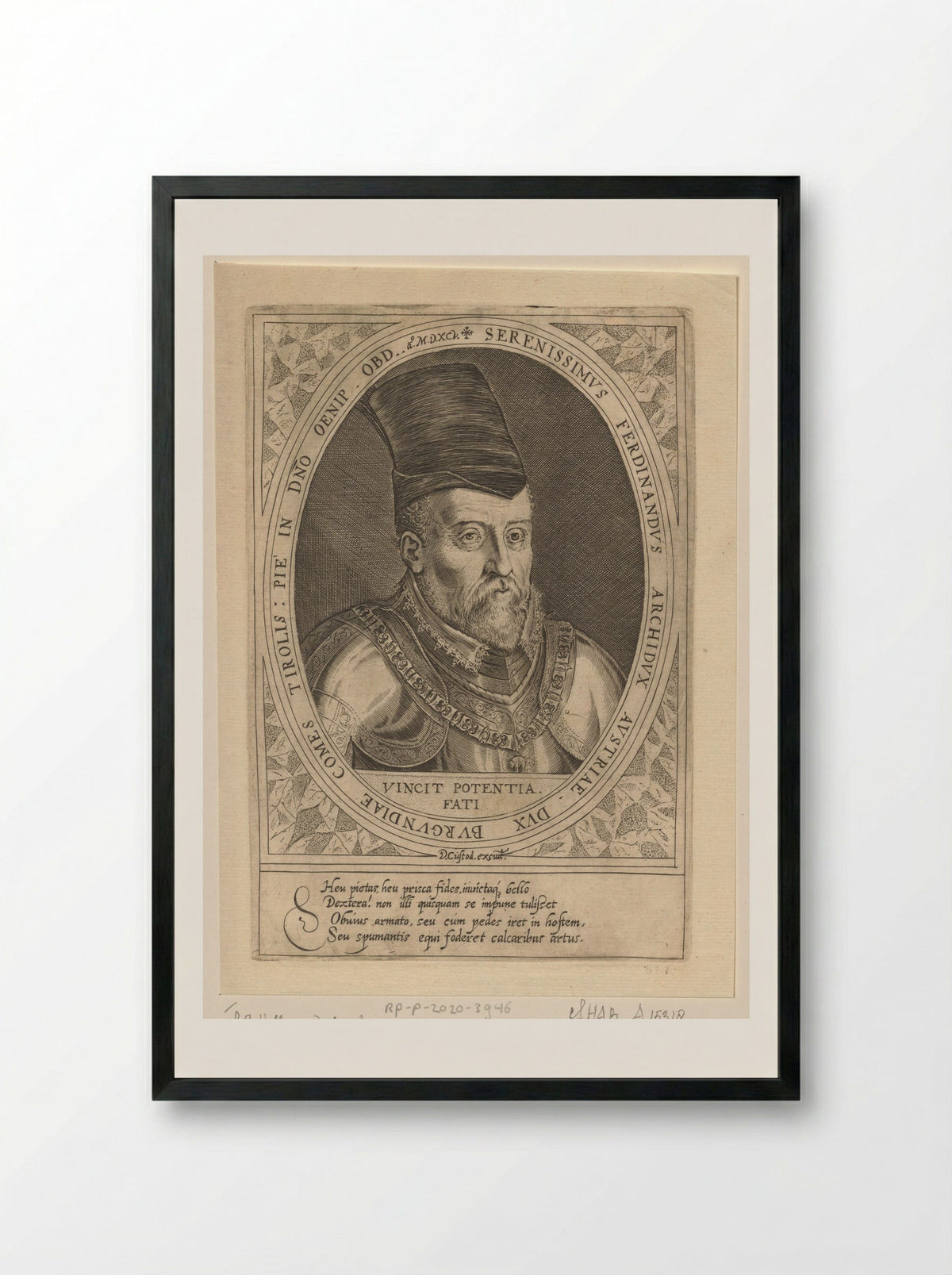 Portret van Ferdinand II van Tirol - Dominicus Custos - Framed Print Black