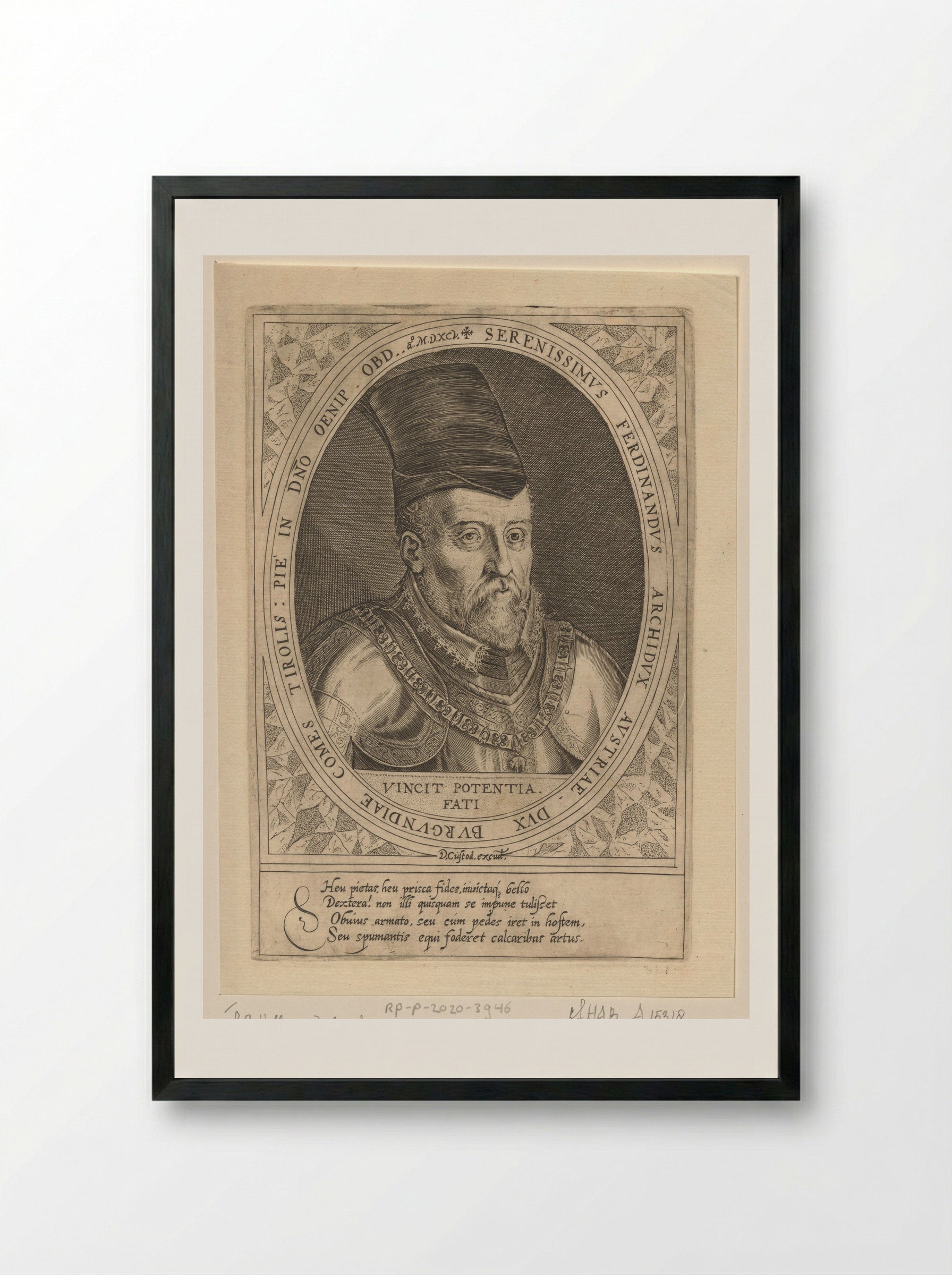 Portret van Ferdinand II van Tirol - Dominicus Custos - Framed Print Black