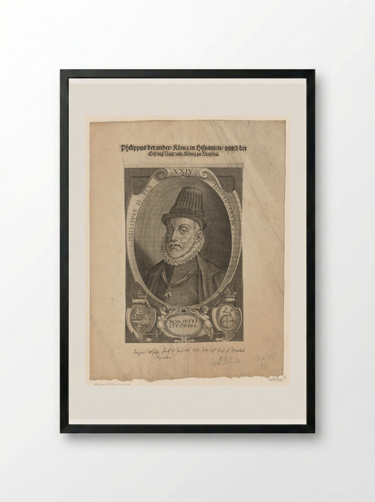 Portret van Filips II, koning van Napels - Lucas Kilian - Framed Print Black