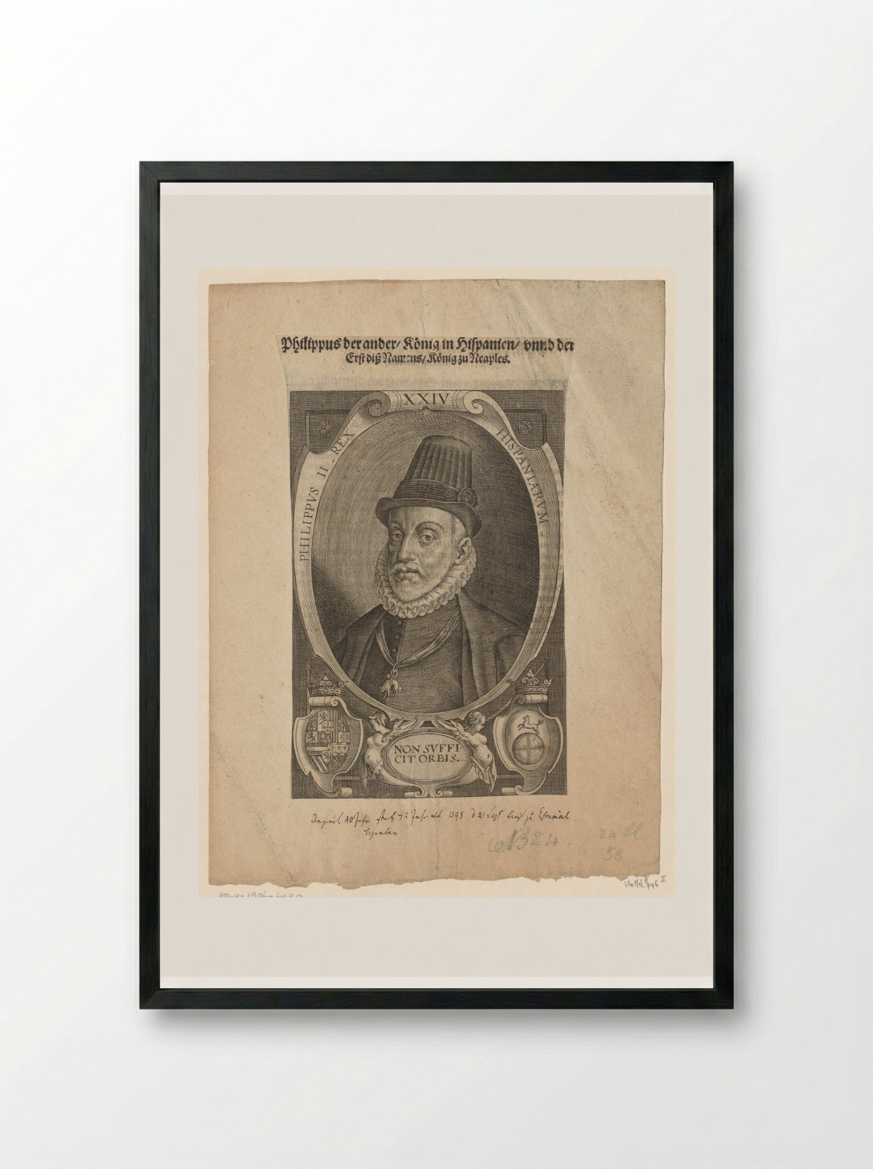 Portret van Filips II, koning van Napels - Lucas Kilian - Framed Print Black