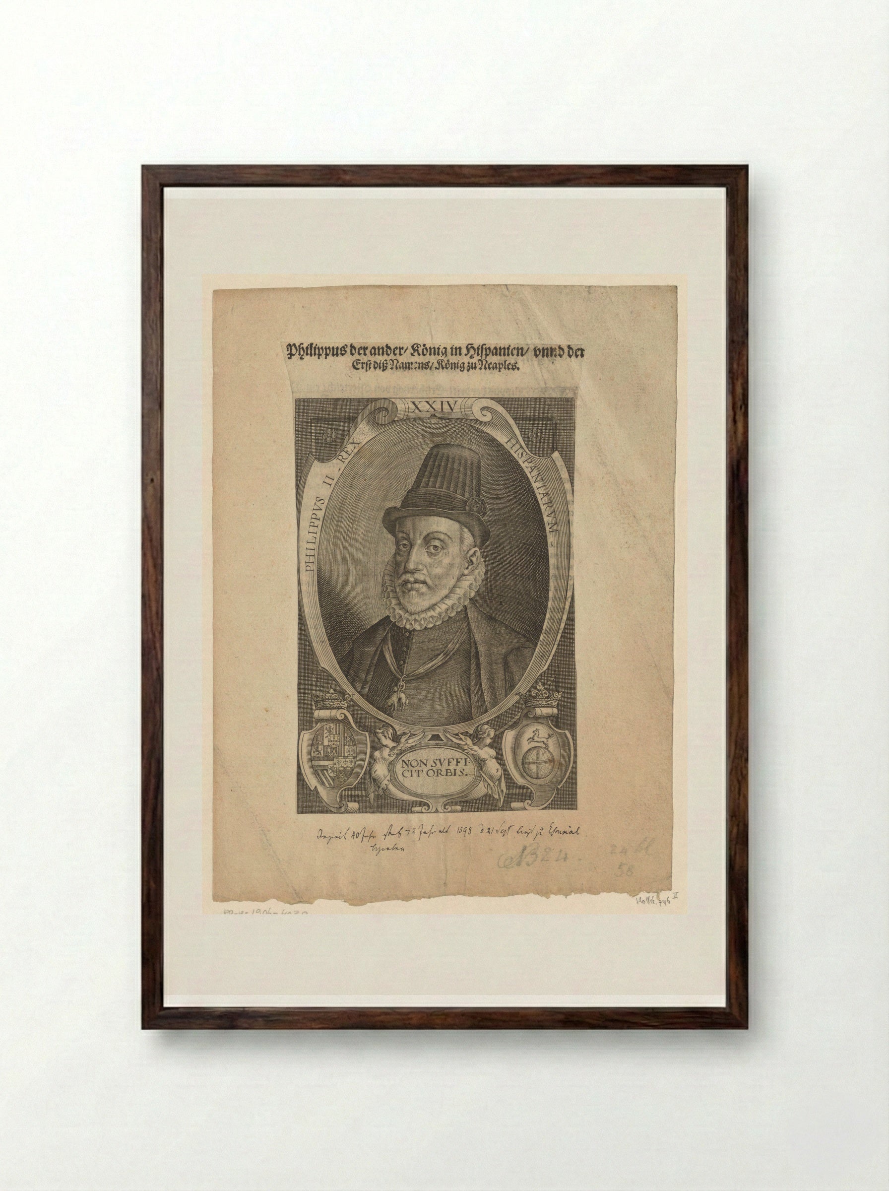 Portret van Filips II, koning van Napels - Lucas Kilian - Framed Print Dark Wood