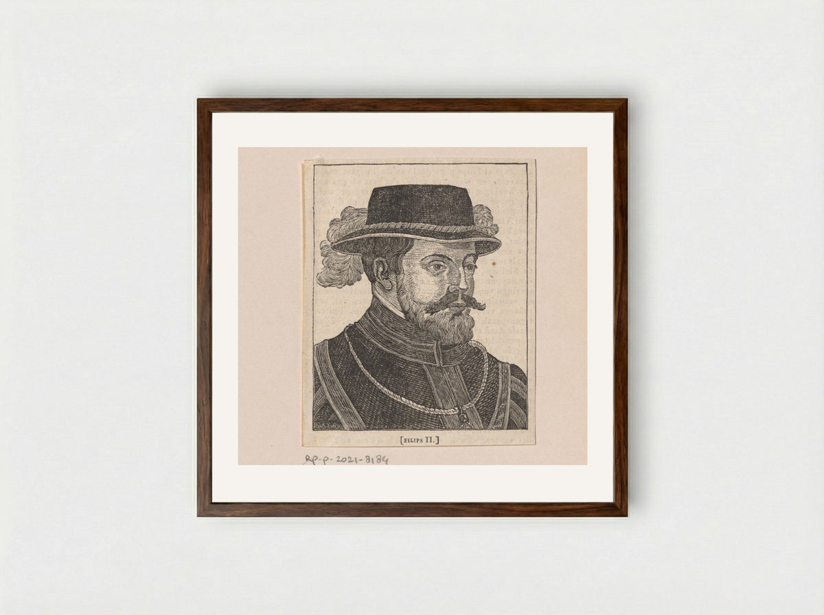Portret van Filips II, koning van Spanje - Gebroeders Diederichs - Framed Print Dark Wood