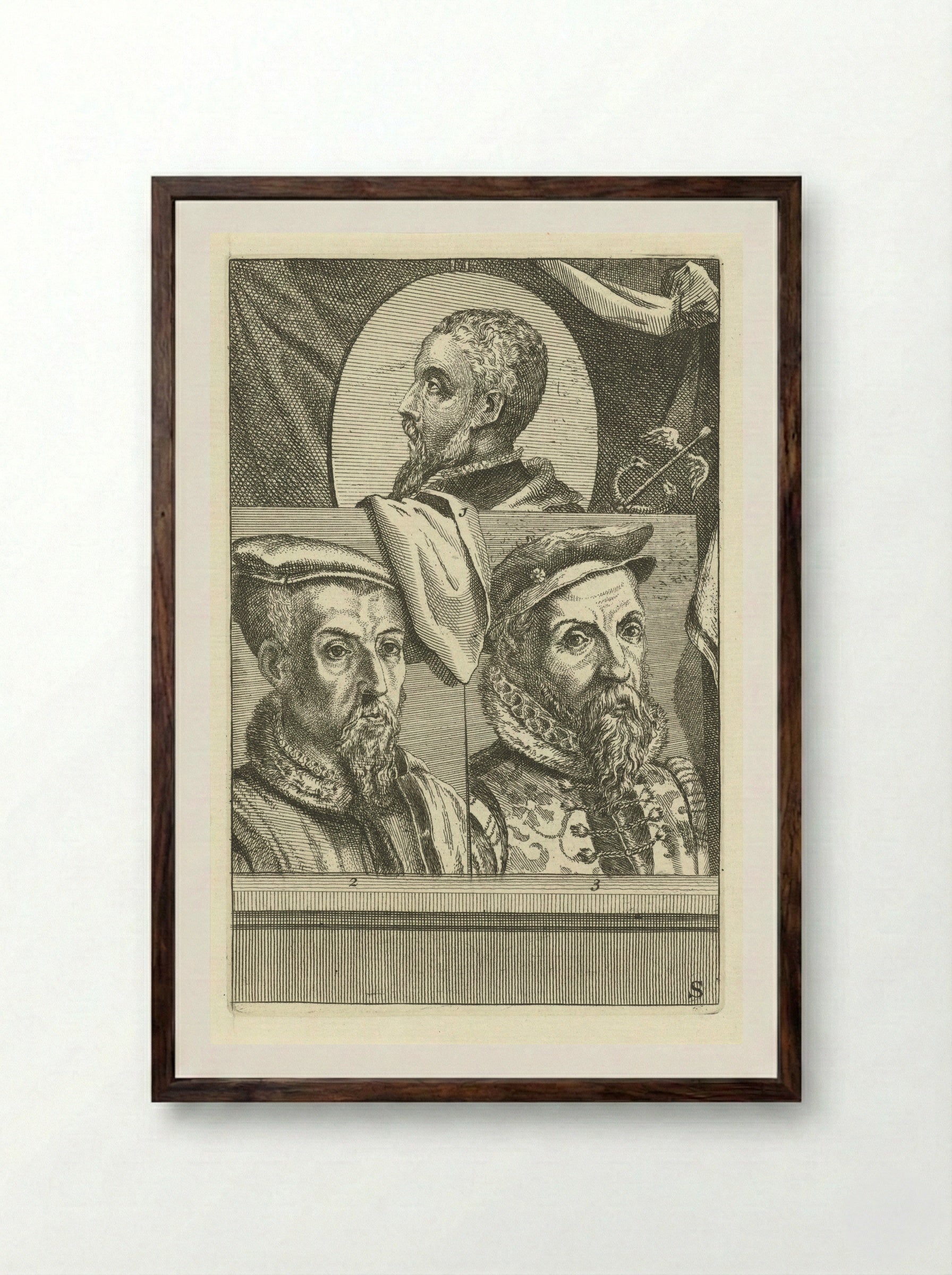 Portret van Filips II van Spanje - Hieronymus Cock - Framed Print Dark Wood