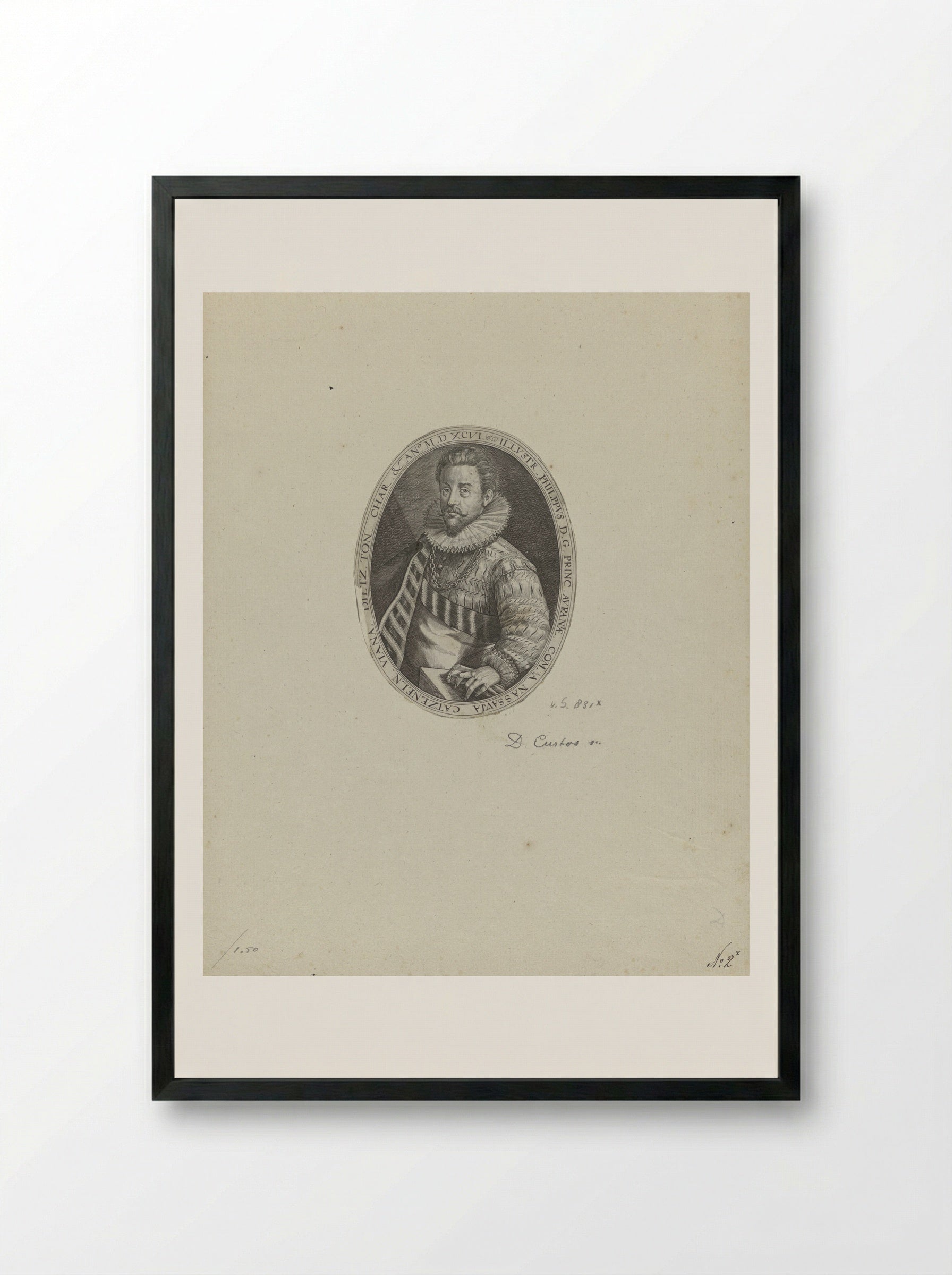 Portret van Filips Willem, prins van Oranje - Dominicus Custos - Framed Print Black