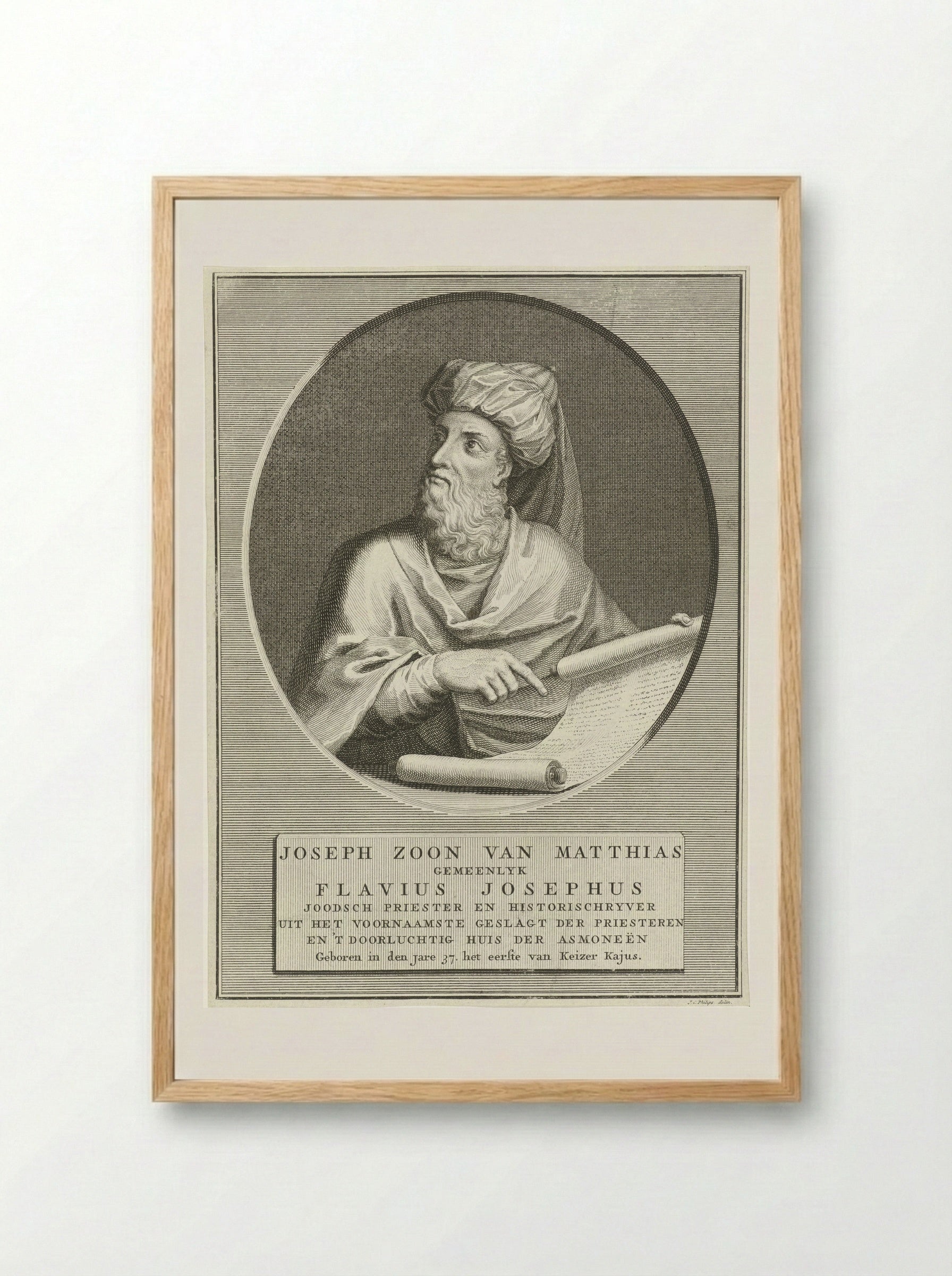Portret van Flavius Josephus - Jan Caspar Philips - Framed Print Wood