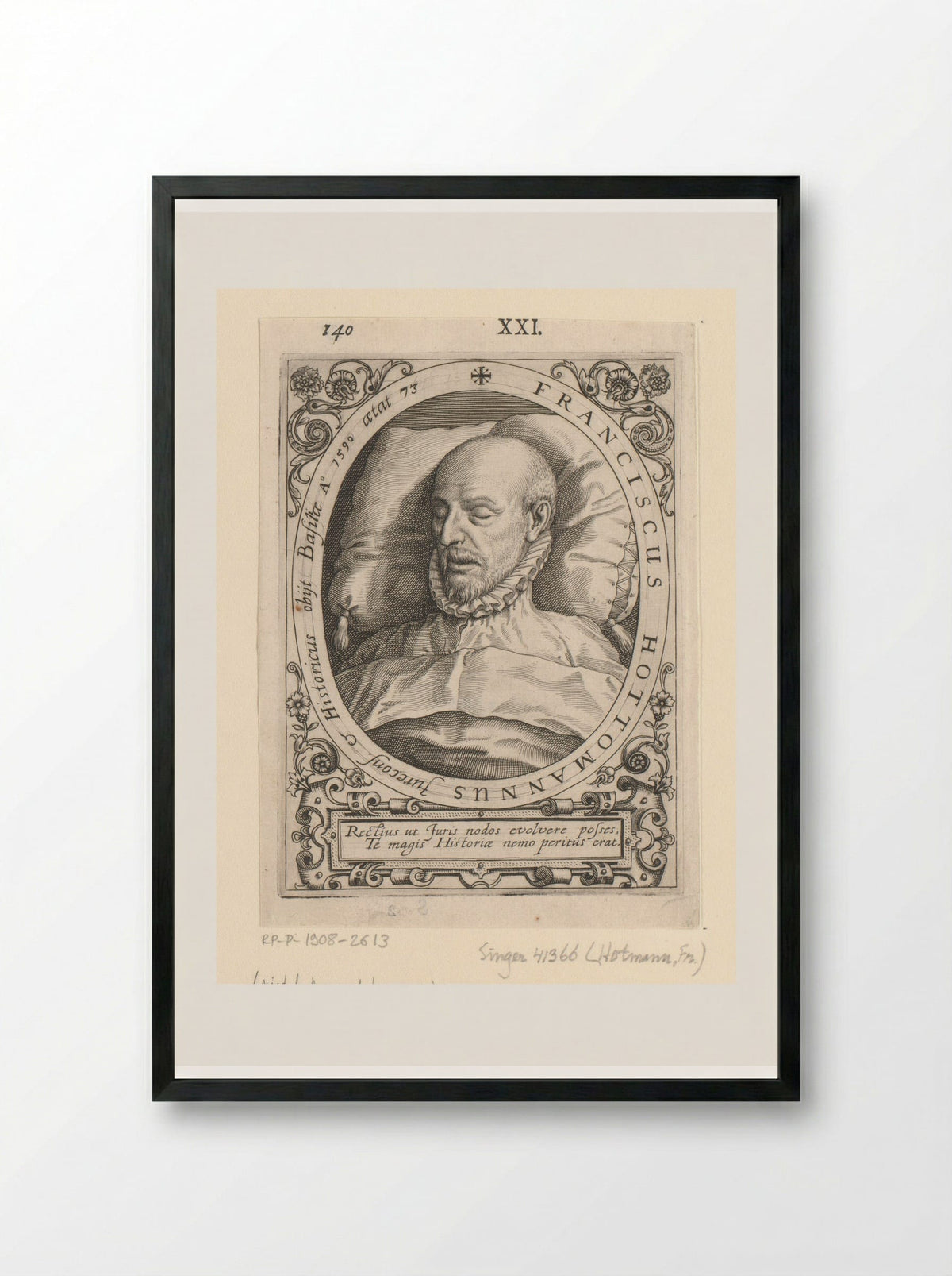 Portret van François Hotman - Johann Theodor de Bry - Framed Print Black