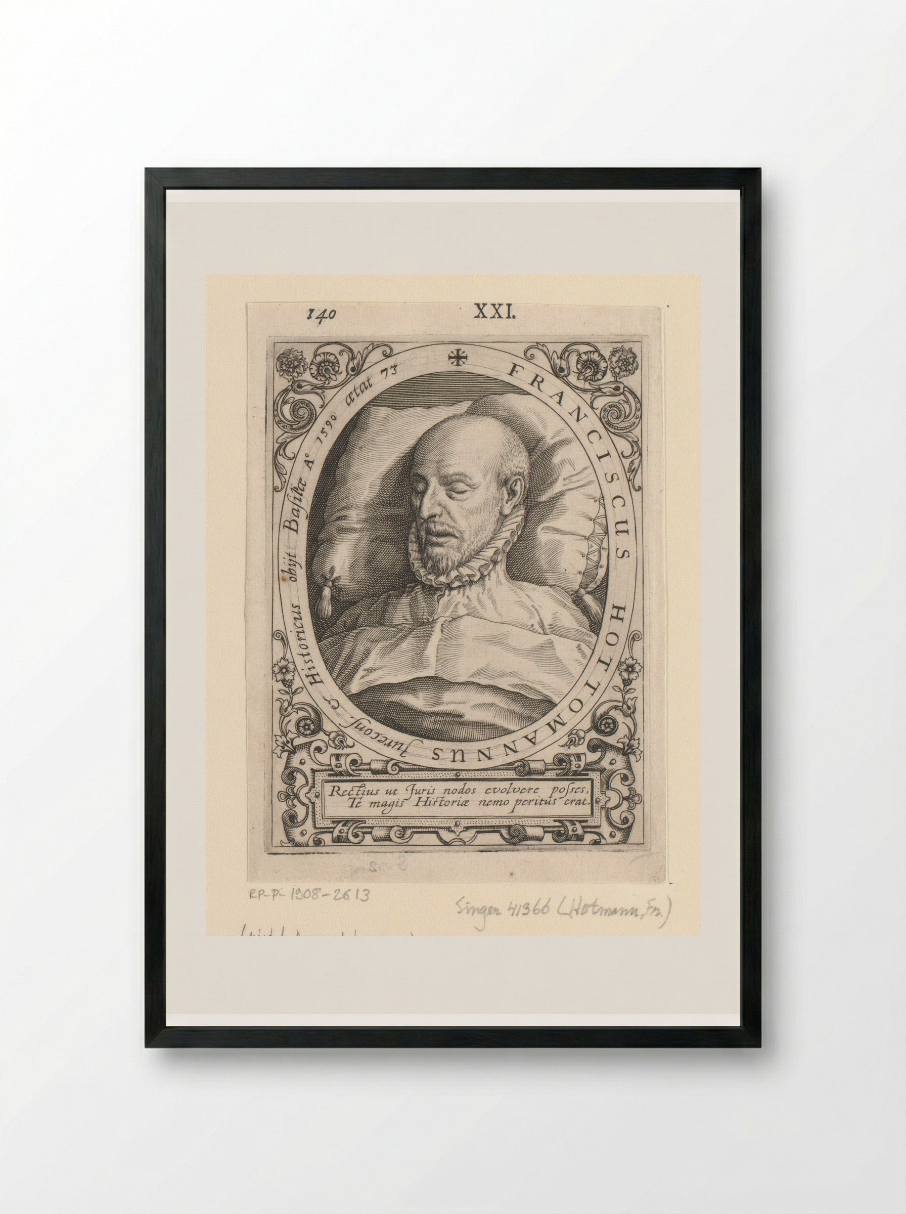 Portret van François Hotman - Johann Theodor de Bry - Framed Print Black