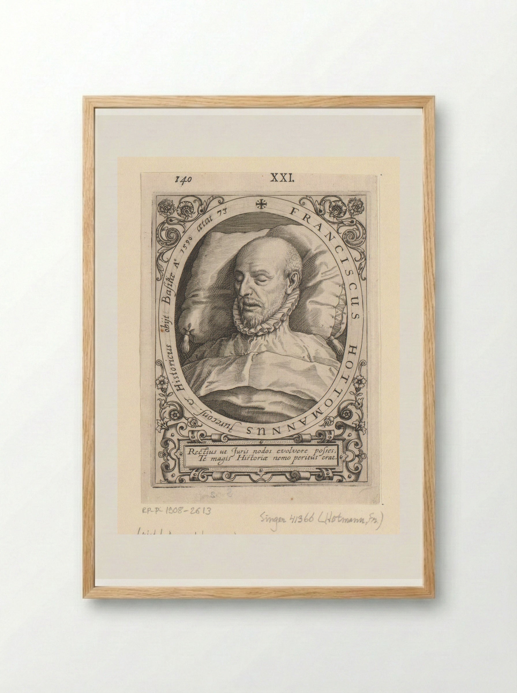 Portret van François Hotman - Johann Theodor de Bry - Framed Print Wood
