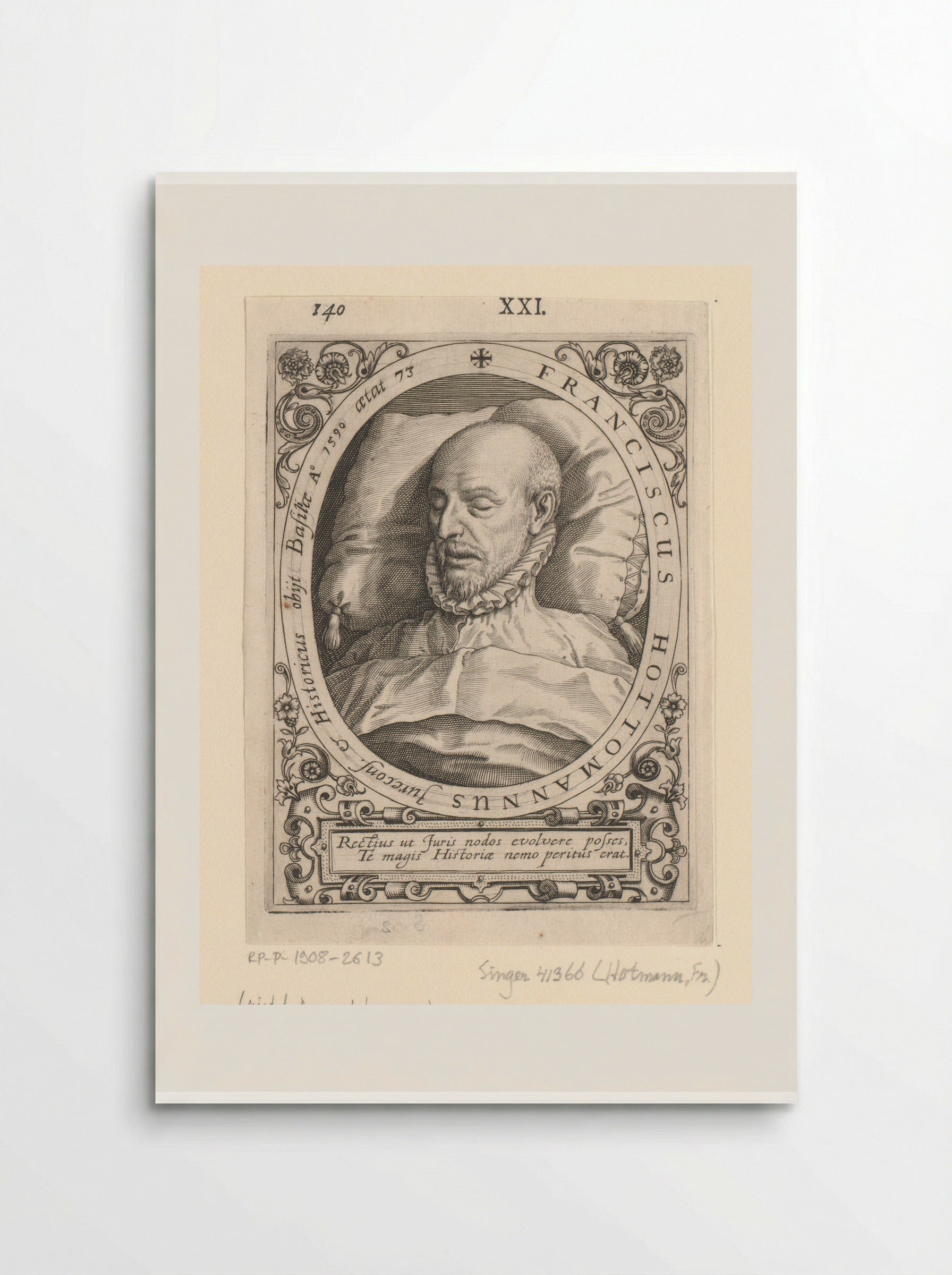 Portret van François Hotman - Johann Theodor de Bry - Poster