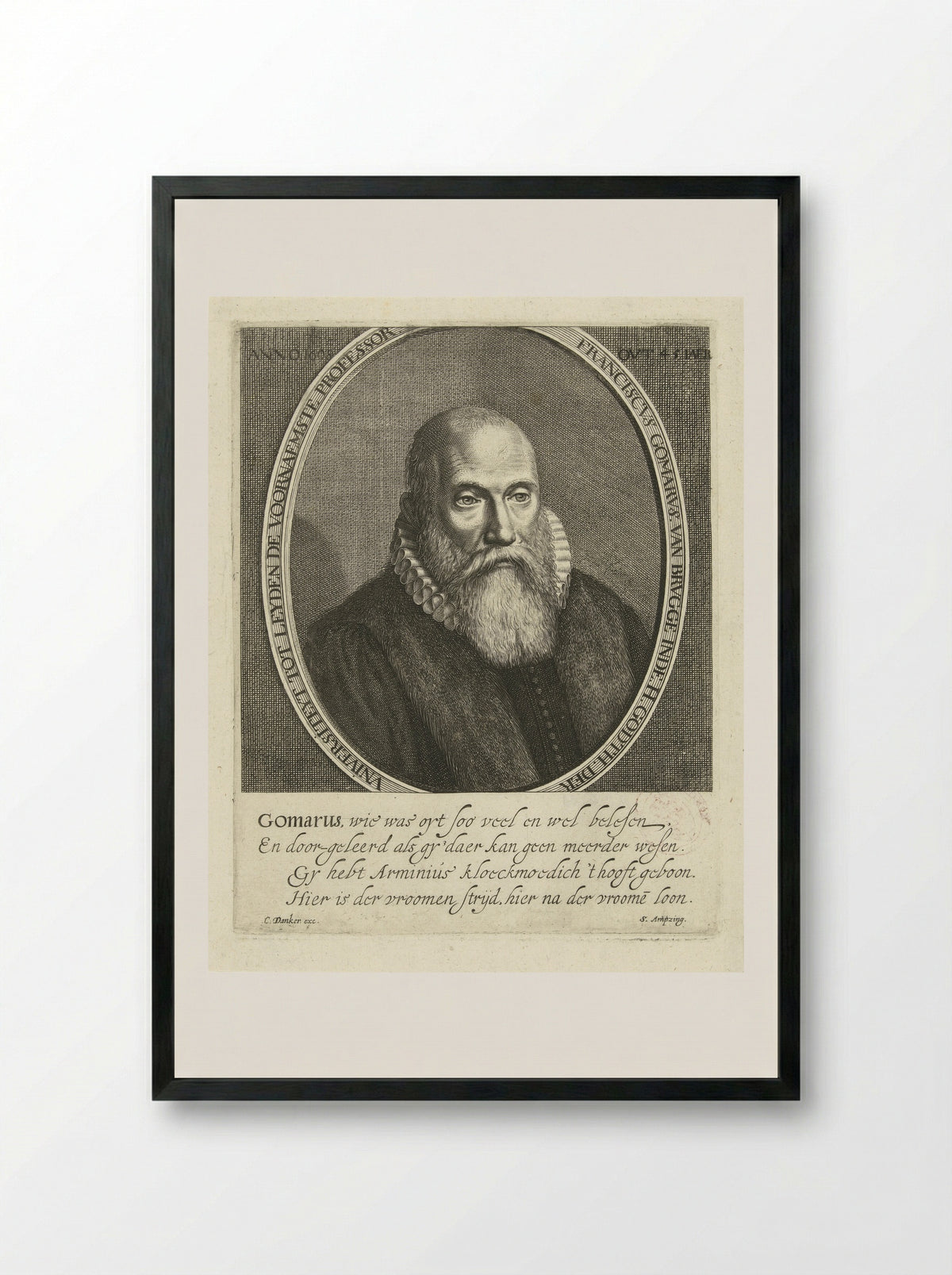 Portret van Franciscus Gomarus - Cornelis Koning - Framed Print Black