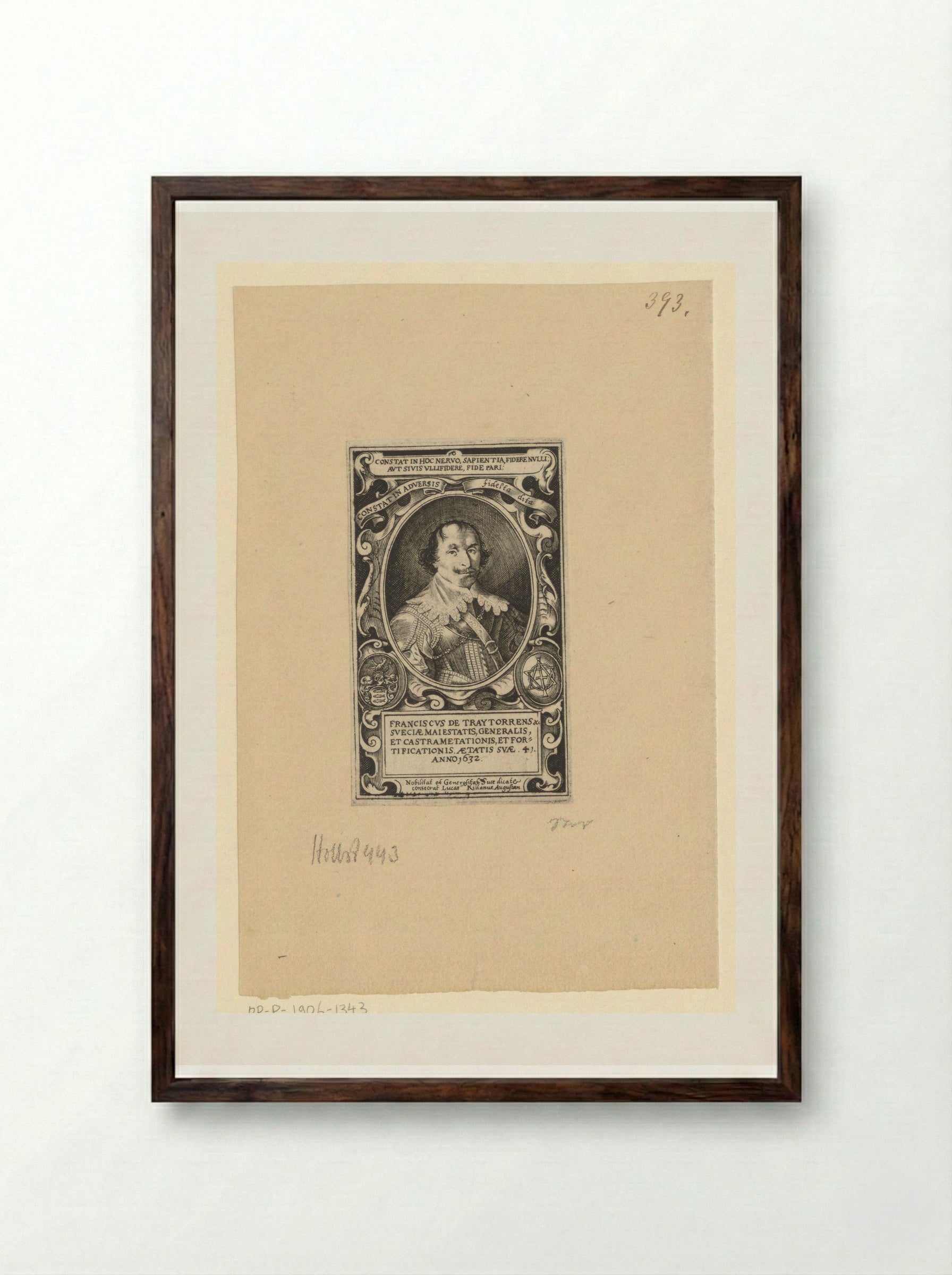 Portret van Franciscus de Traytorrens op 41-jarige leeftijd - Lucas Kilian - Framed Print Dark Wood