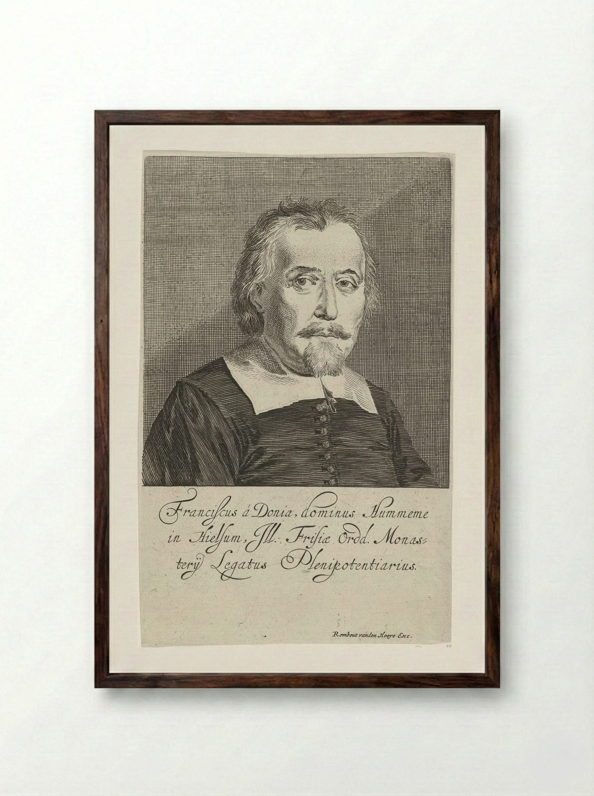 Portret van Frans van Donia - Pieter Nolpe - Framed Print Dark Wood