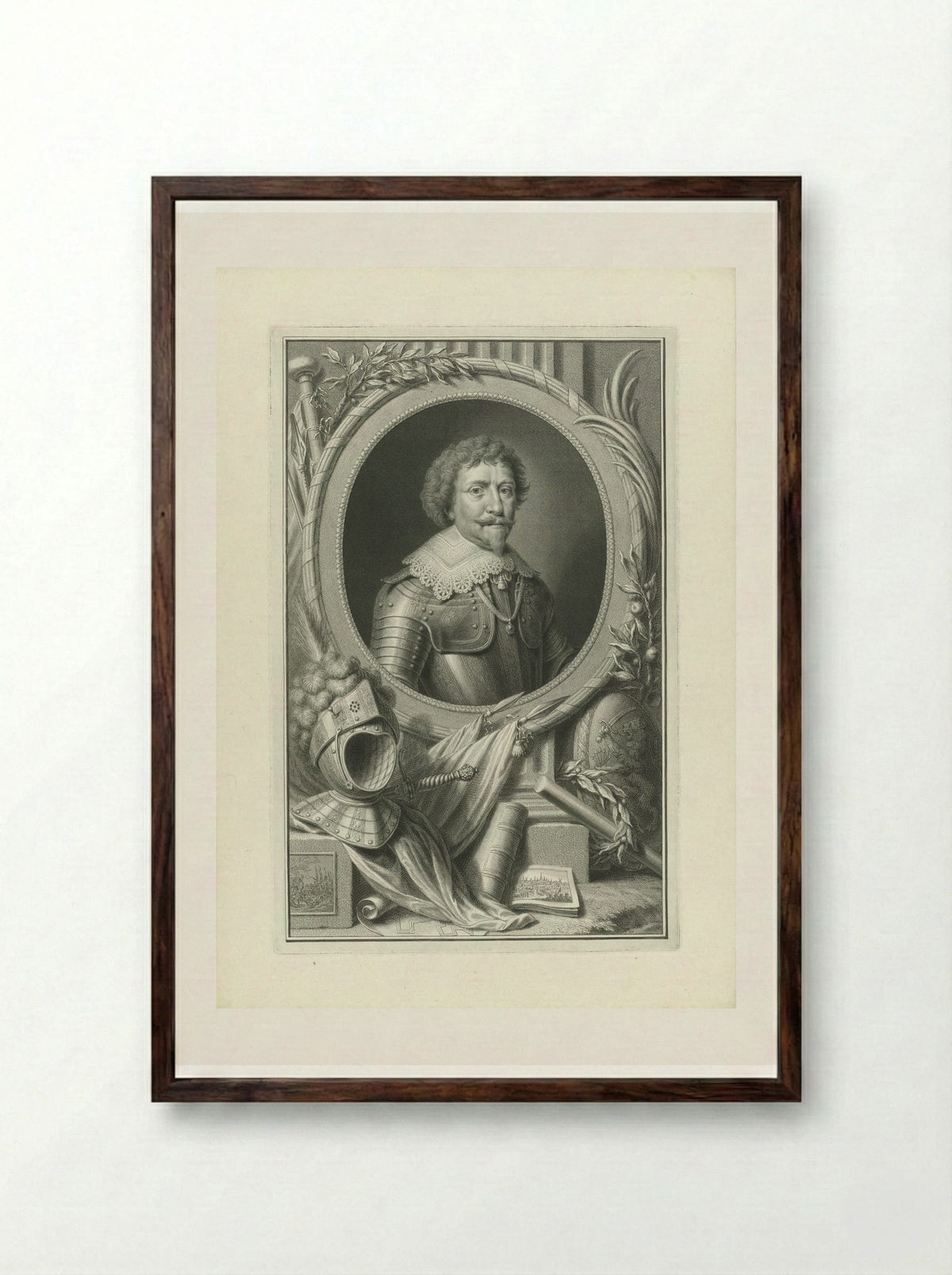 Portret van Frederik Hendrik, prins van Oranje-Nassau - Pieter Tanjé - Framed Print Dark Wood