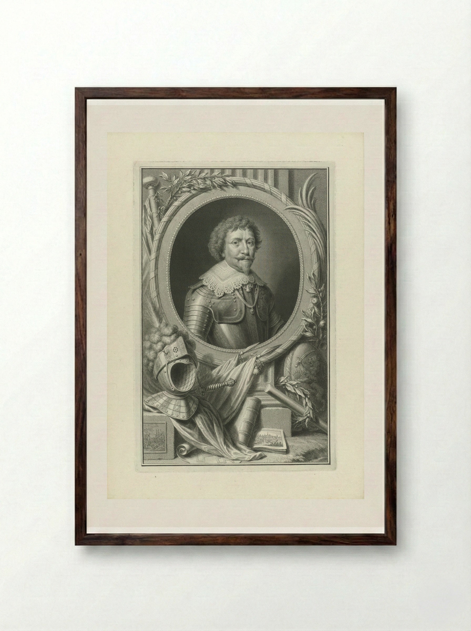 Portret van Frederik Hendrik, prins van Oranje-Nassau - Pieter Tanjé - Framed Print Dark Wood