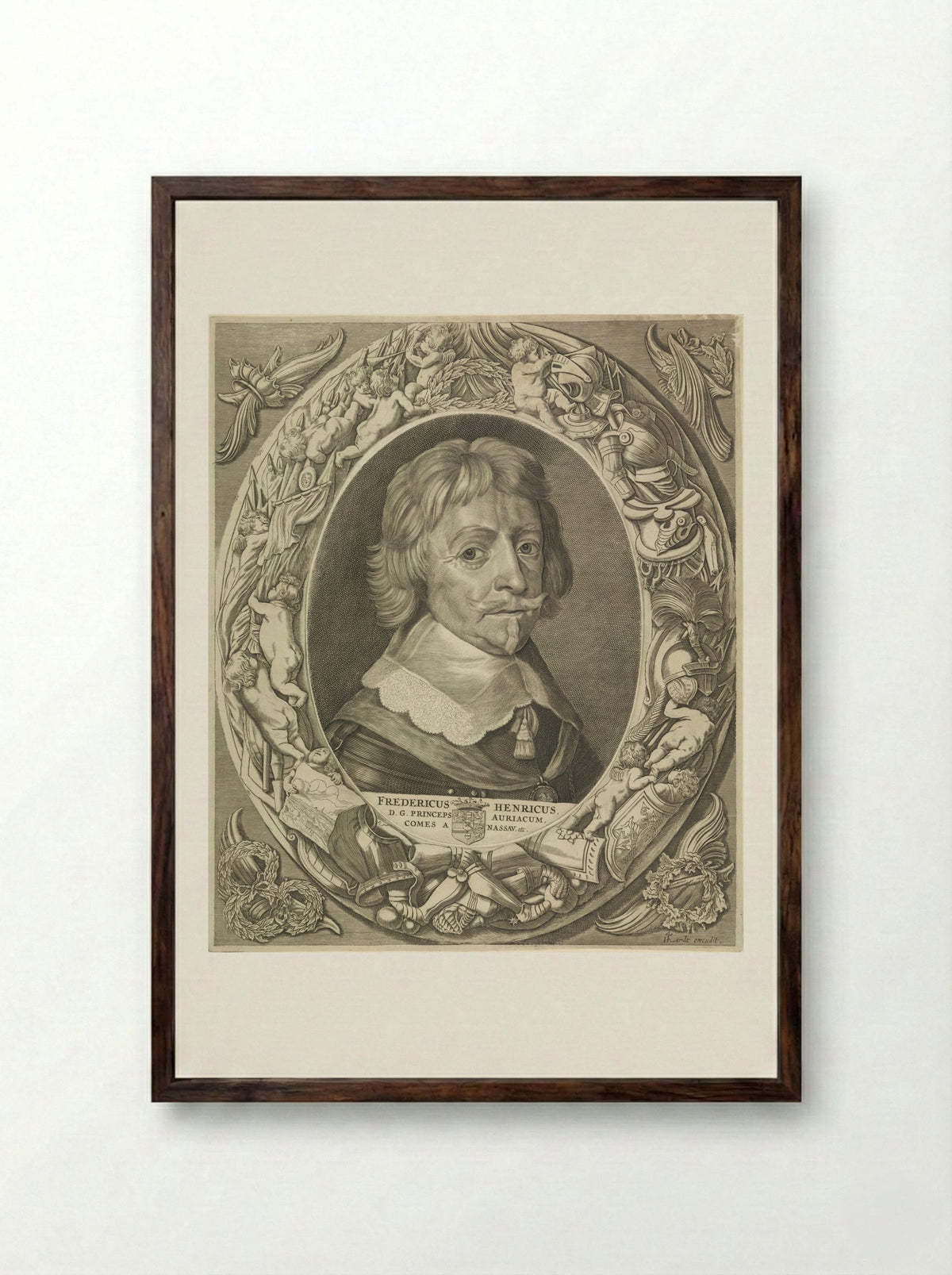 Portret van Frederik Hendrik, prins van Oranje - Jan Brouwer - Framed Print Dark Wood