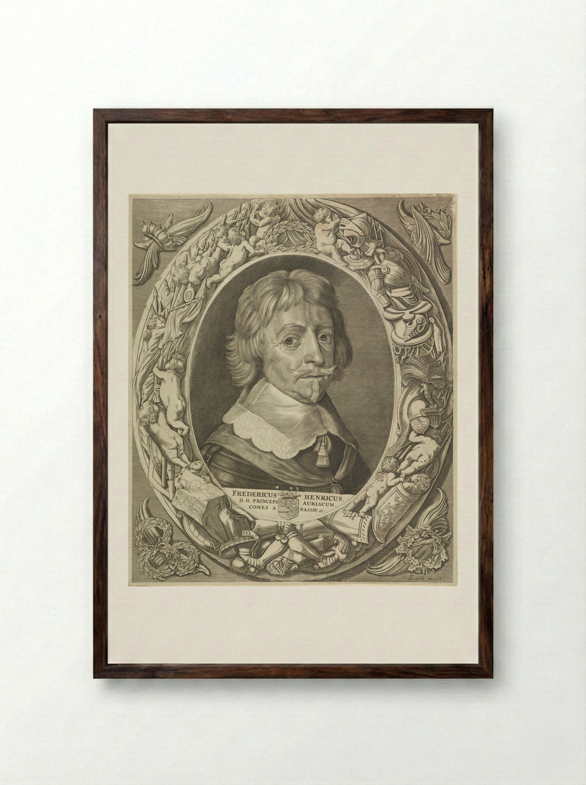 Portret van Frederik Hendrik, prins van Oranje - Jan Brouwer - Framed Print Dark Wood