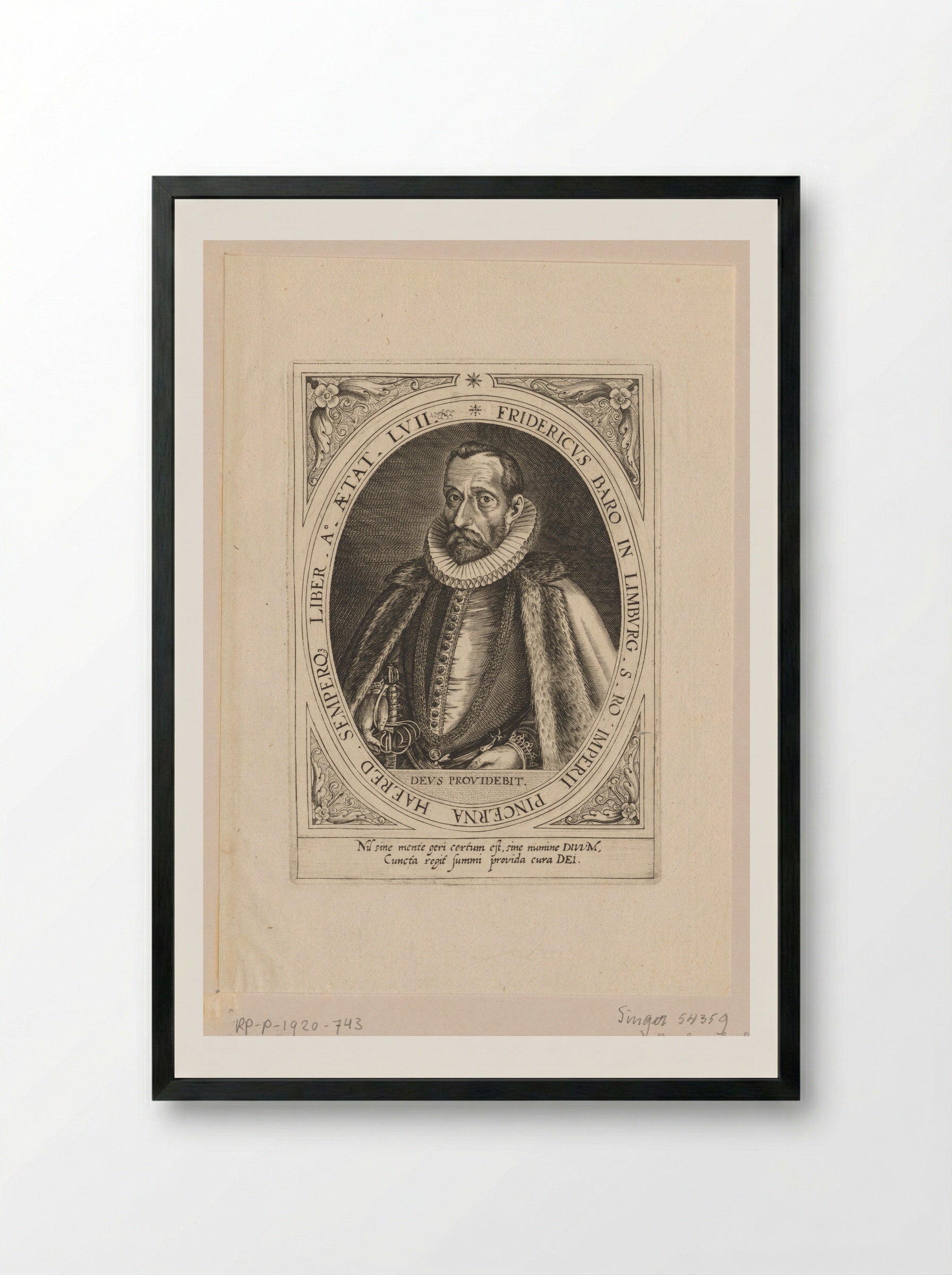 Portret van Frederik, baron van Limburg op 57-jarige leeftijd - Dominicus Custos - Framed Print Black