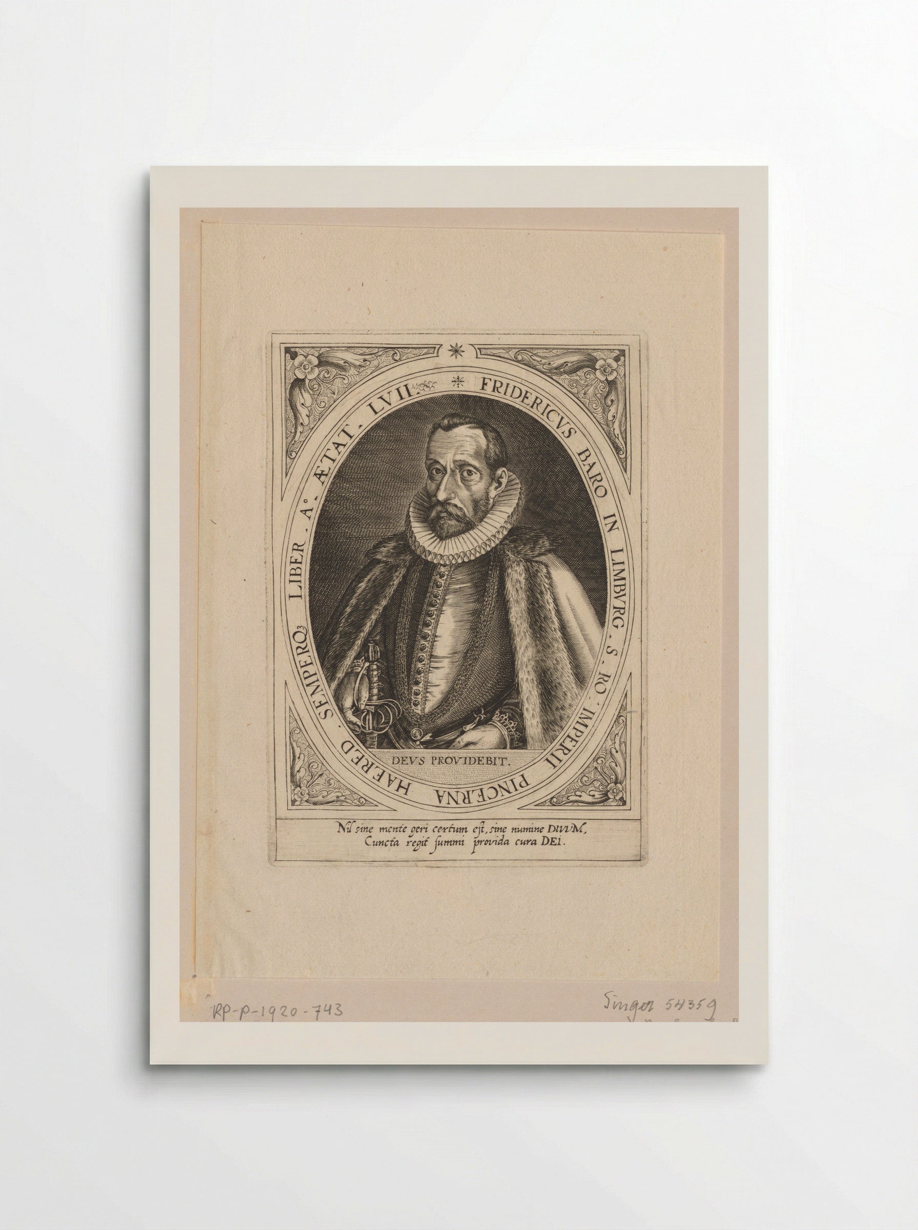 Portret van Frederik, baron van Limburg op 57-jarige leeftijd - Dominicus Custos - Poster