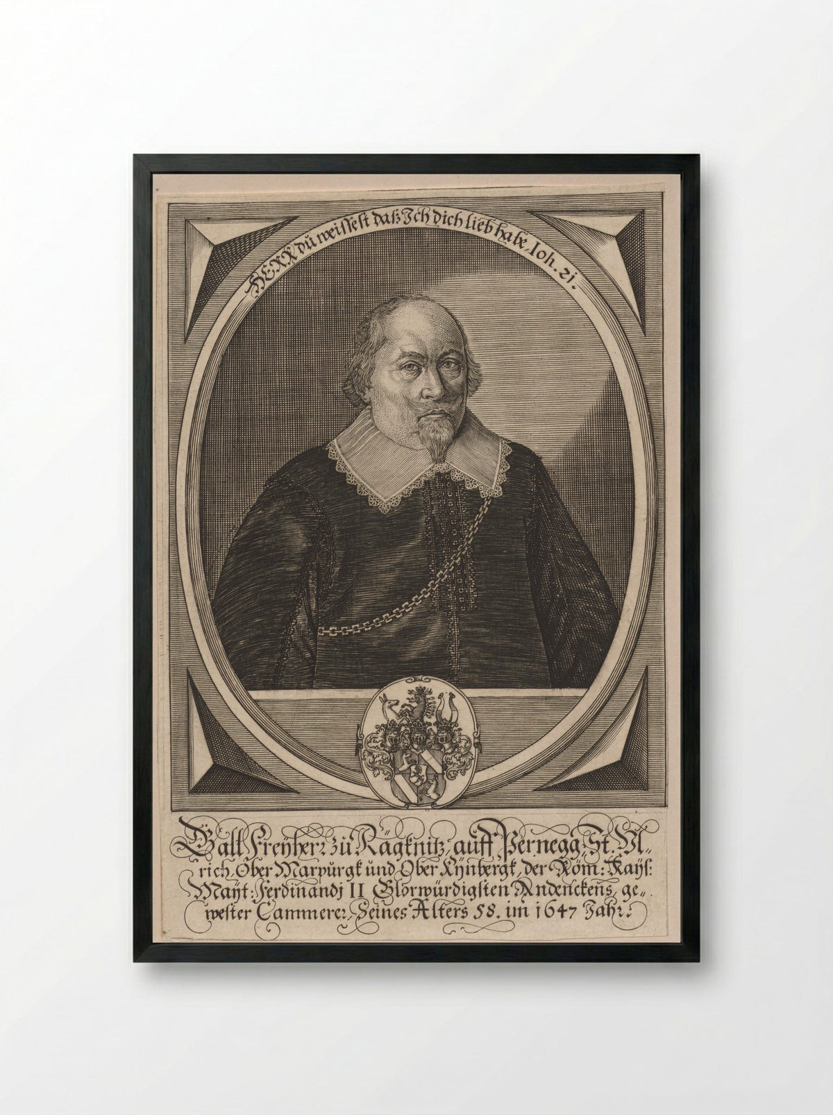 Portret van Gallus Wilhelm Freiherr von Racknitz - Johann Pfann - Framed Print Black